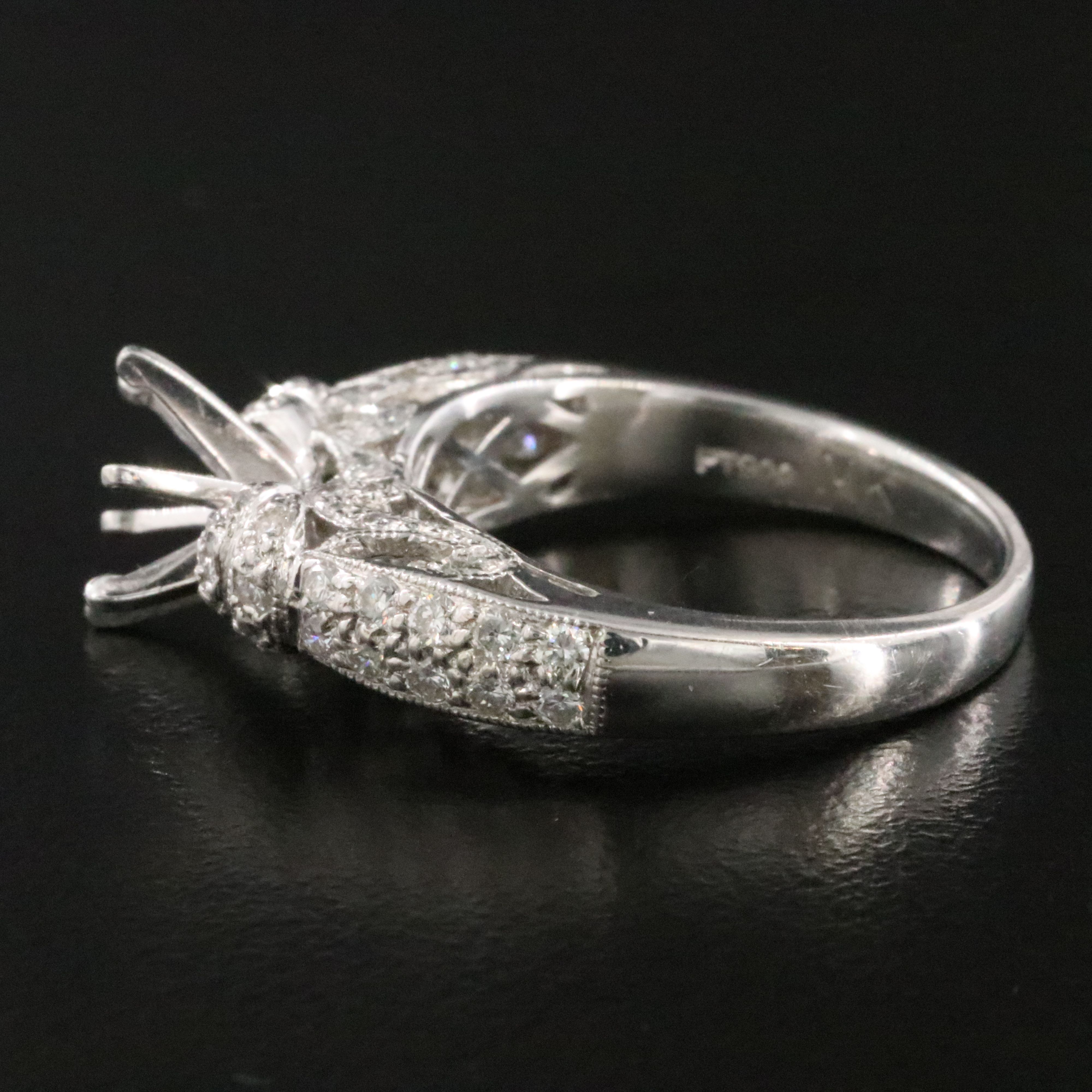 Platinum 0.52 CTW Diamond Semi Mount Ring