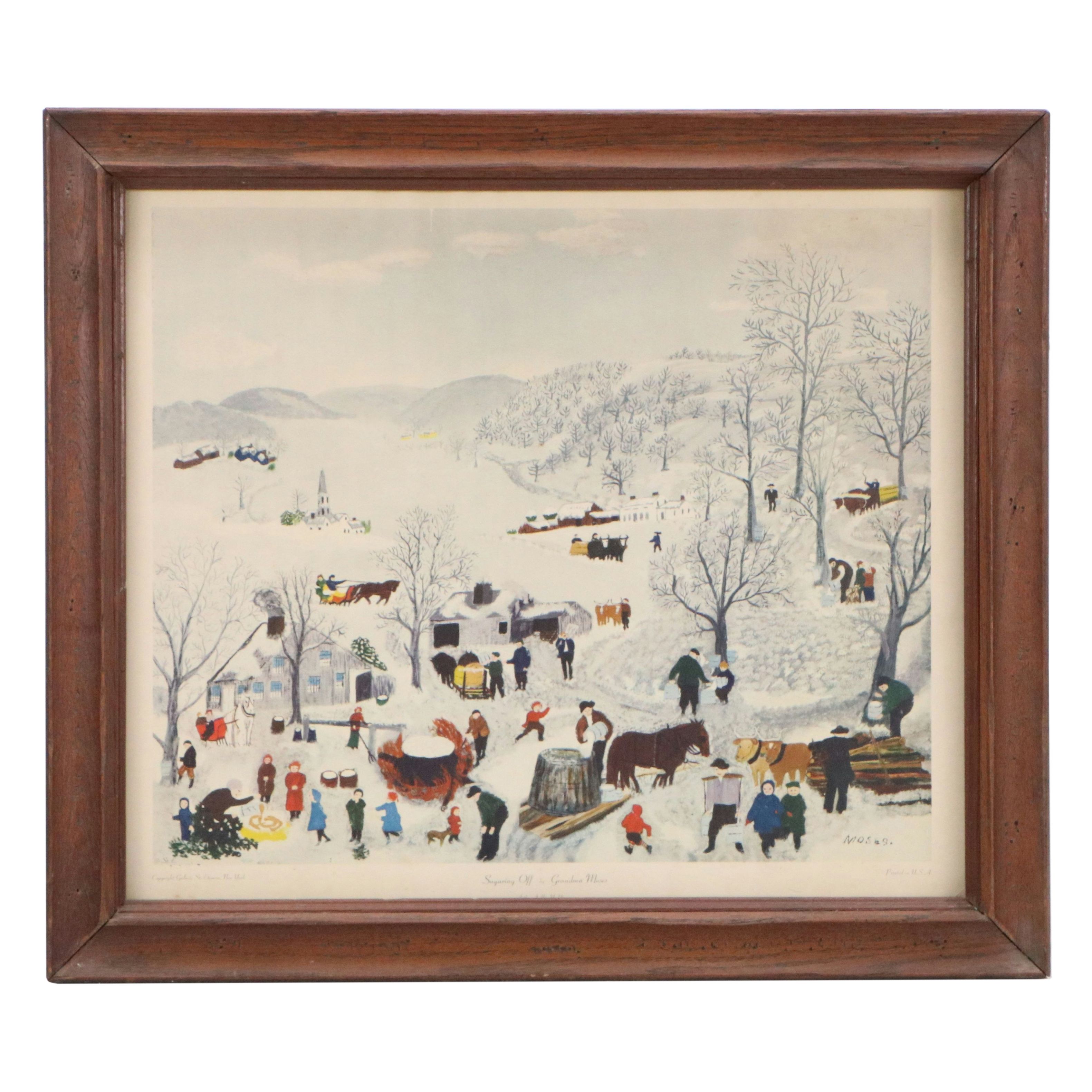 Collotype After Grandma Moses "Sugaring Off," Circa 1948
