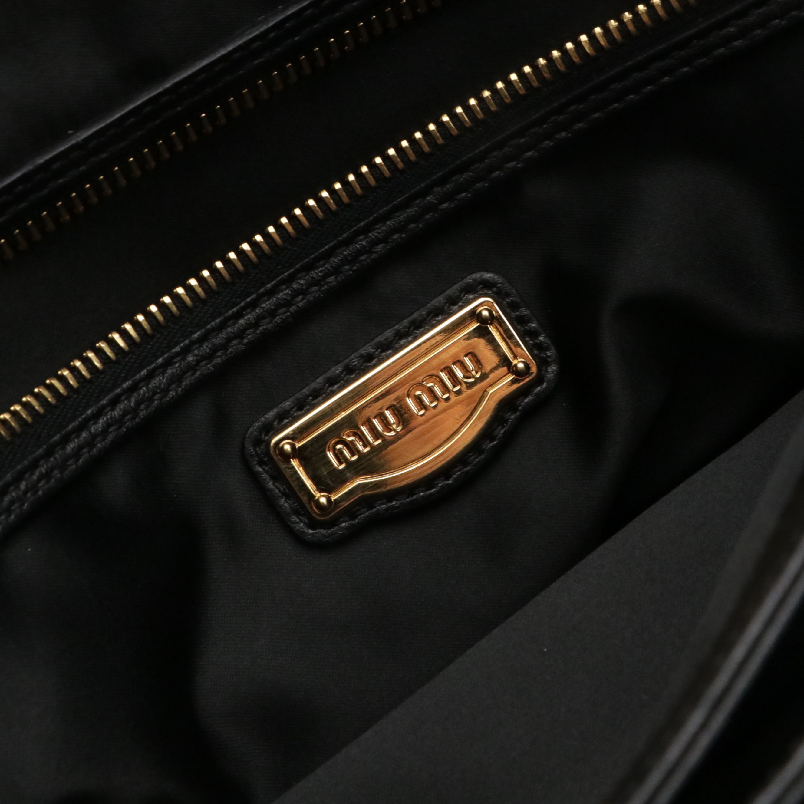 Miu Miu Turn-Lock Shoulder Satchel Bag in Black Soft Calfskin Leather