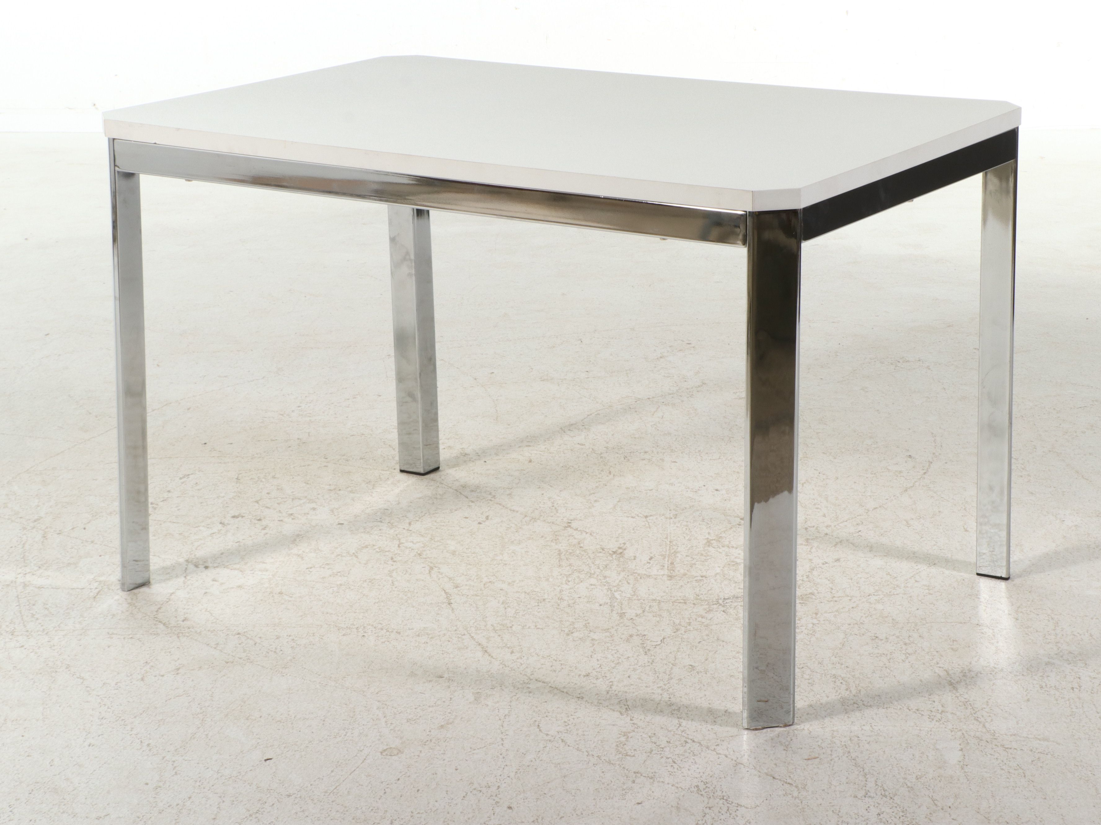 Monarch Specialties White and Chrome Dining Table with Two Chairs, 2020