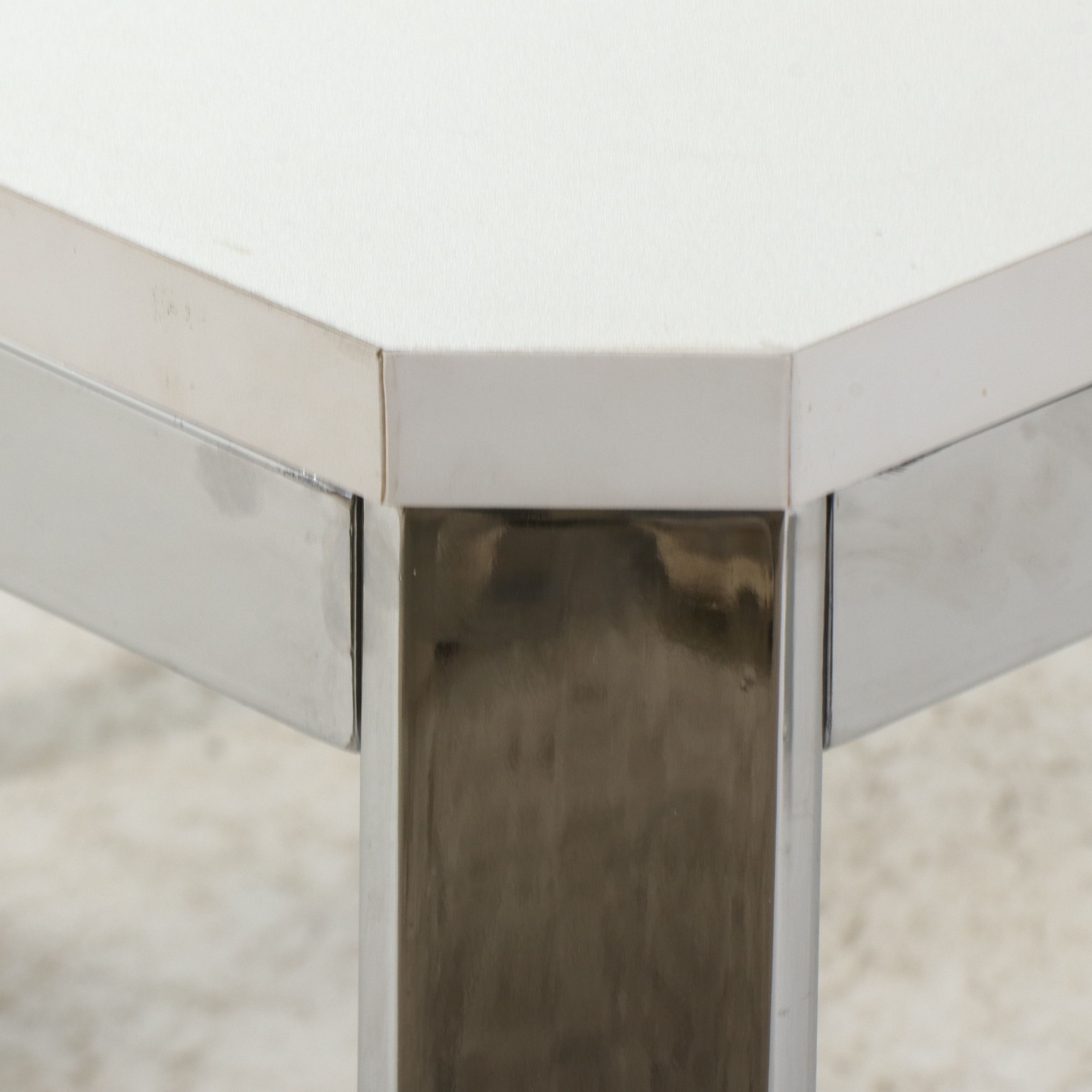 Monarch Specialties White and Chrome Dining Table with Two Chairs, 2020