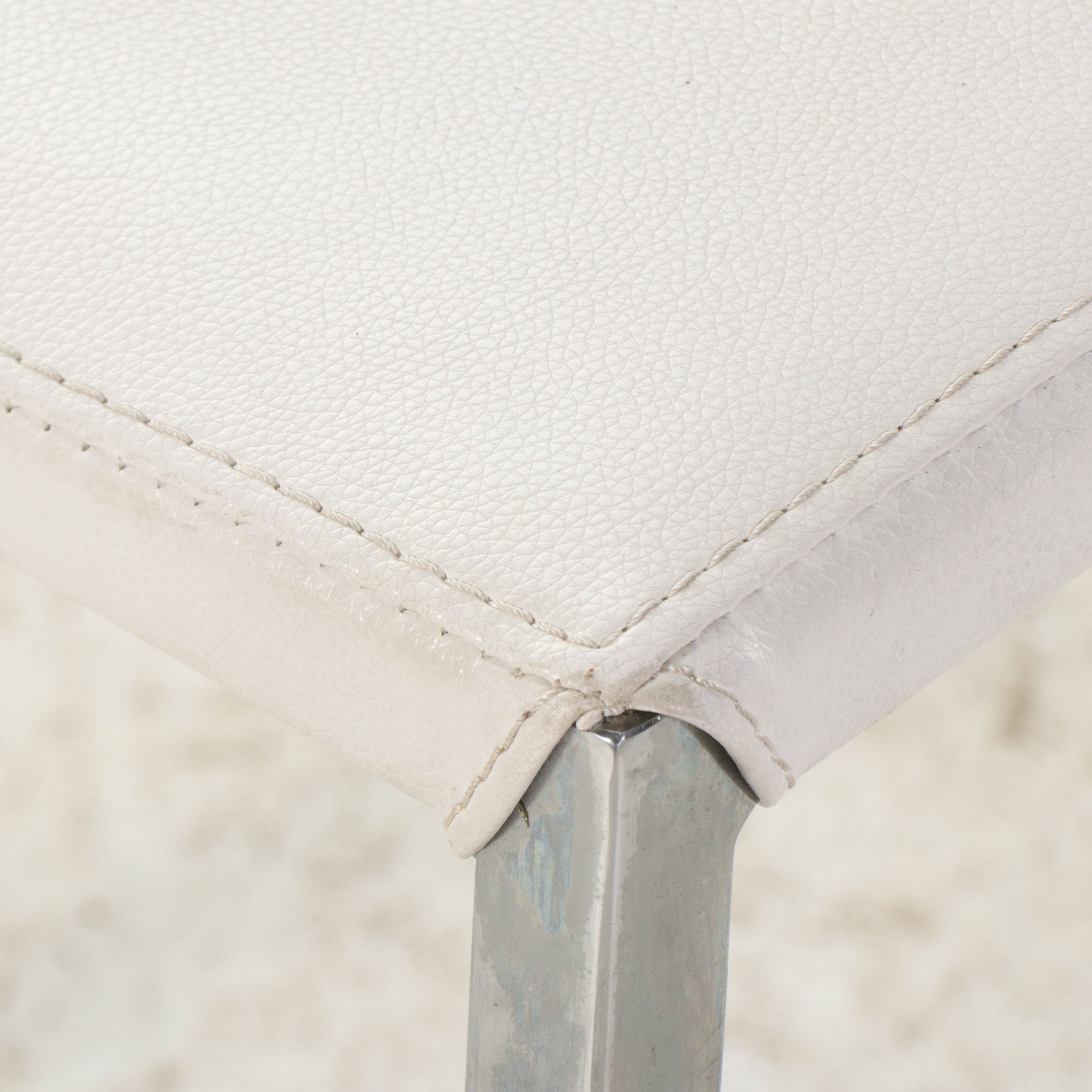 Monarch Specialties White and Chrome Dining Table with Two Chairs, 2020