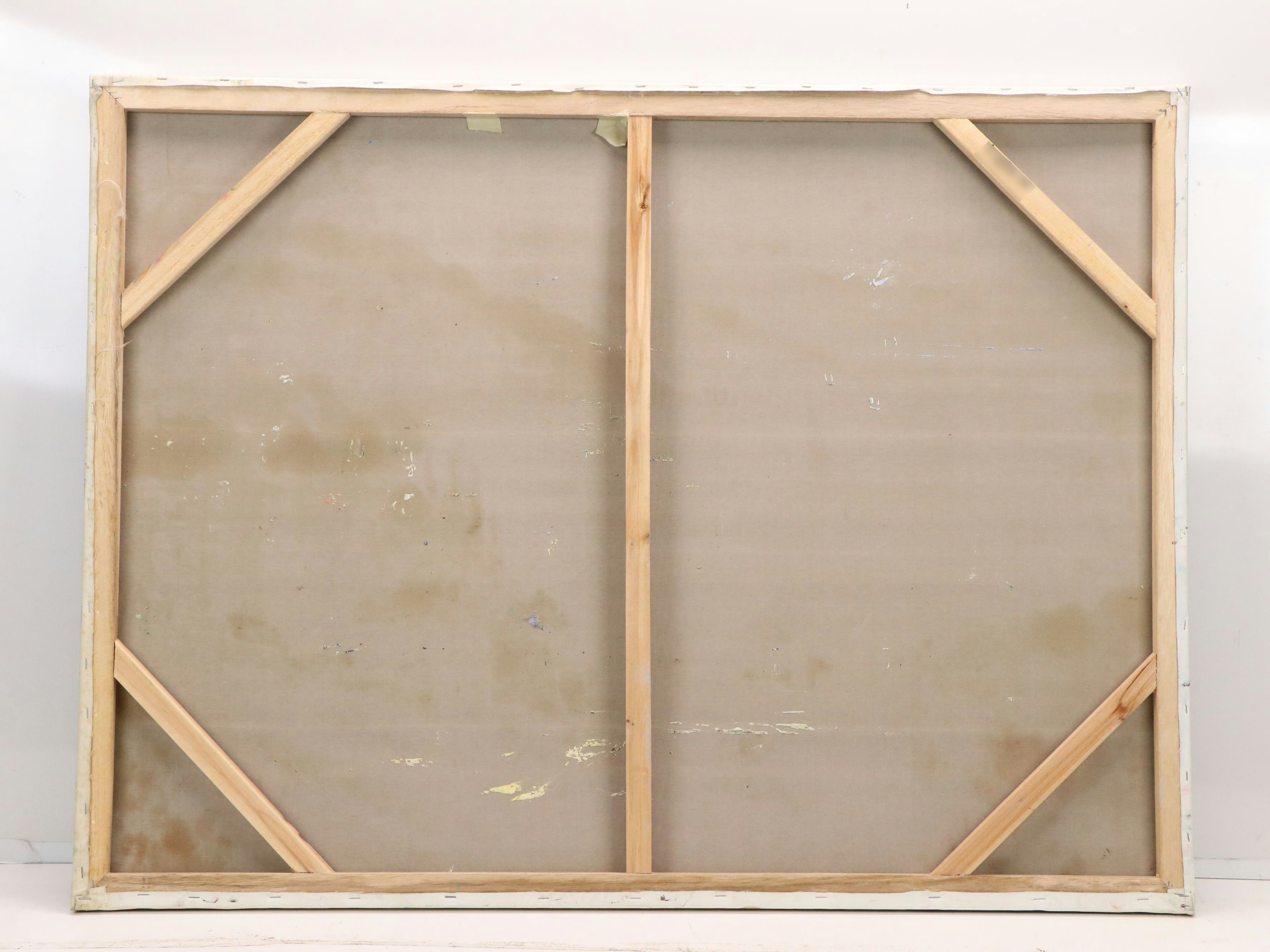 Oil Painting of Mediterranean Coastal Village Landscape, 21st Century