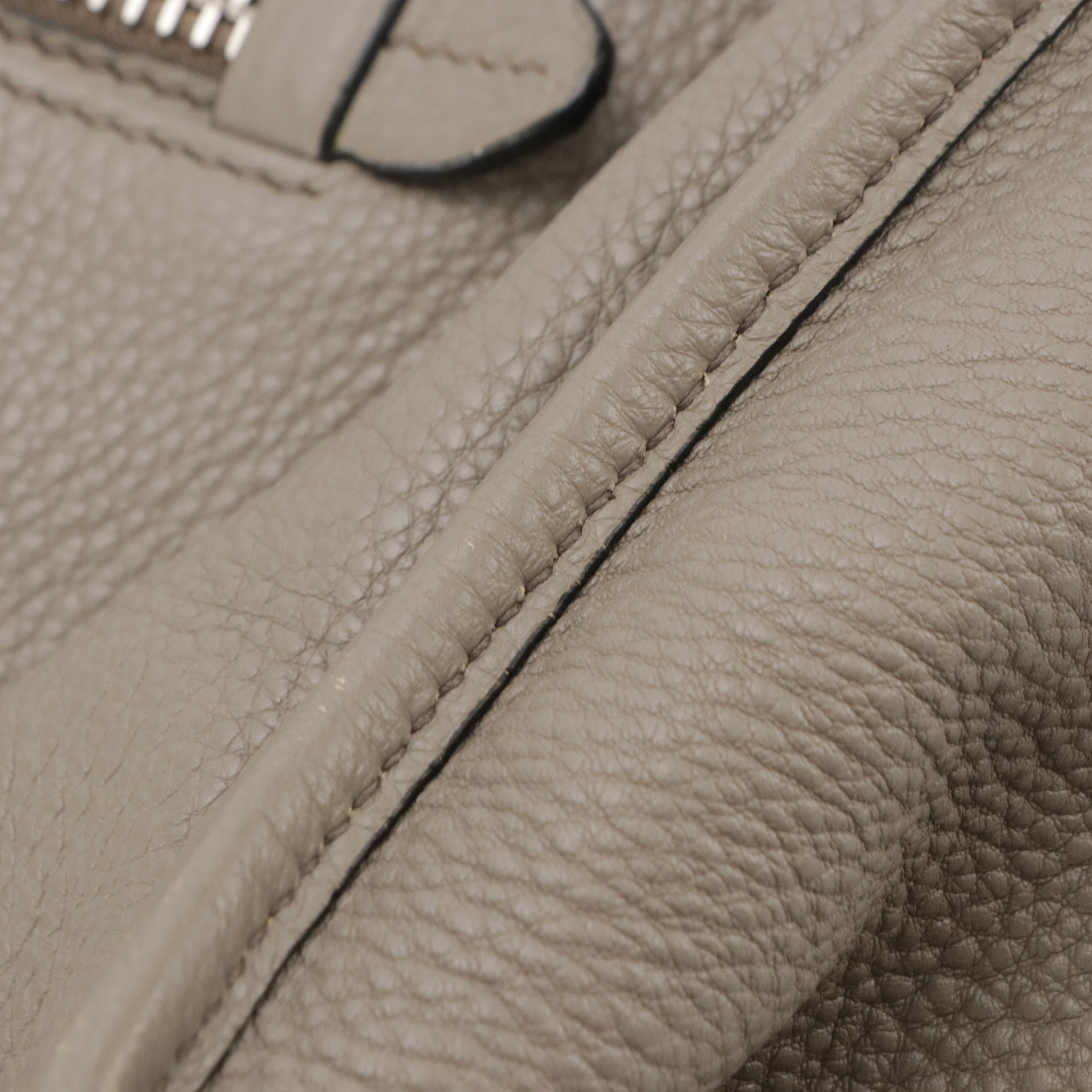 Prada Front Zip Top Handle Two-Way Bag in Grey Vitello Daino Leather