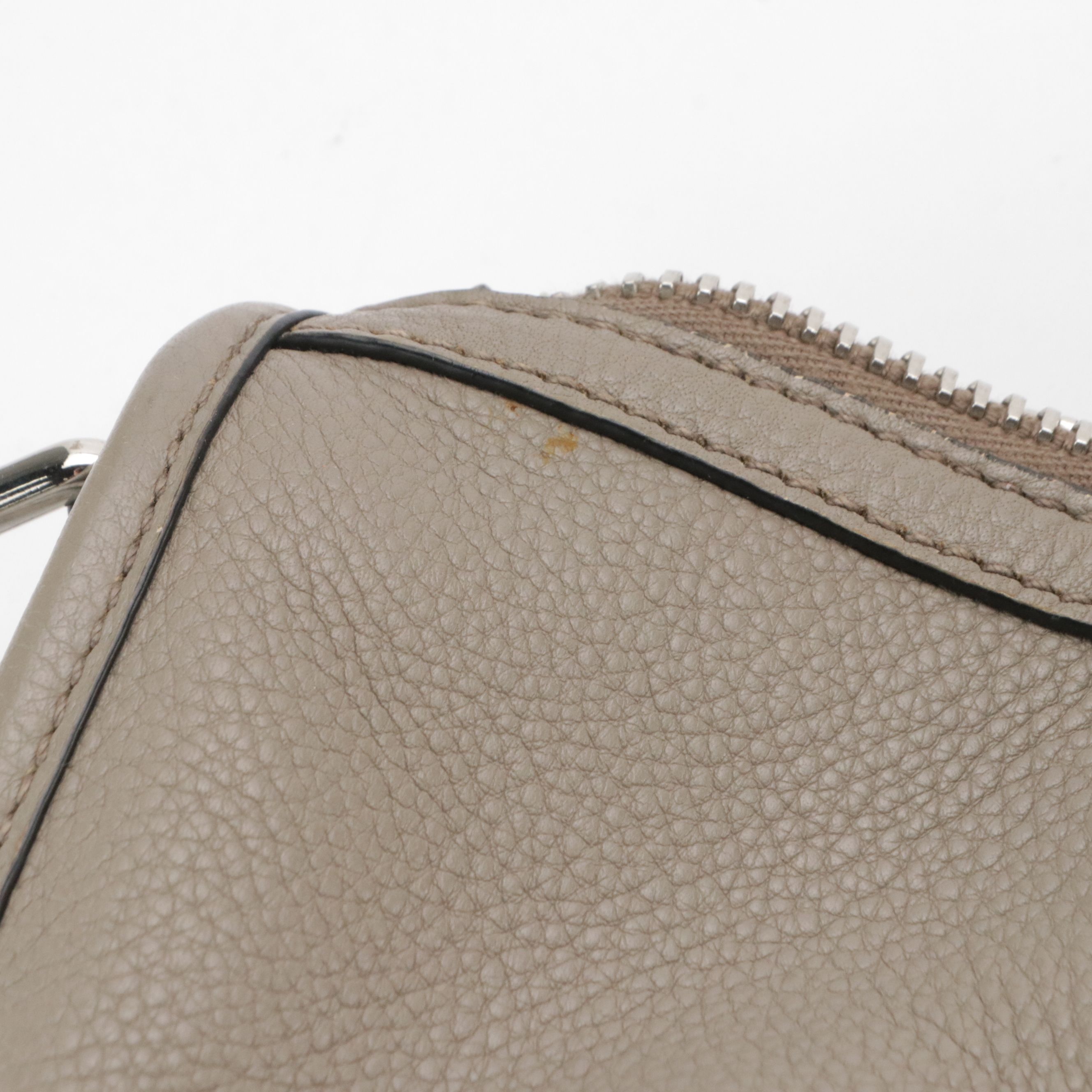 Prada Front Zip Top Handle Two-Way Bag in Grey Vitello Daino Leather