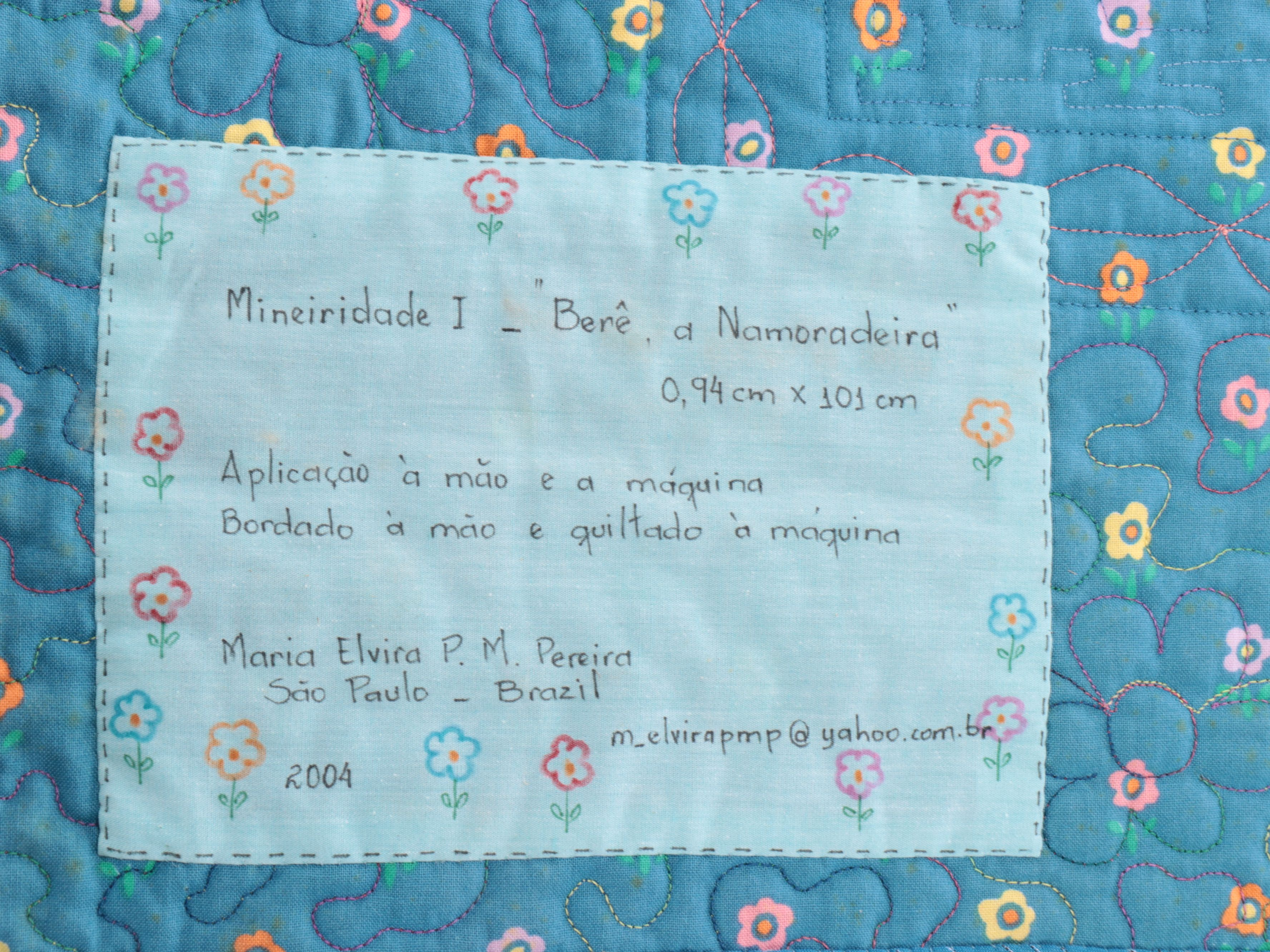 Brazilian Textile Art Picture Quilt with Dowel Rod, 2004