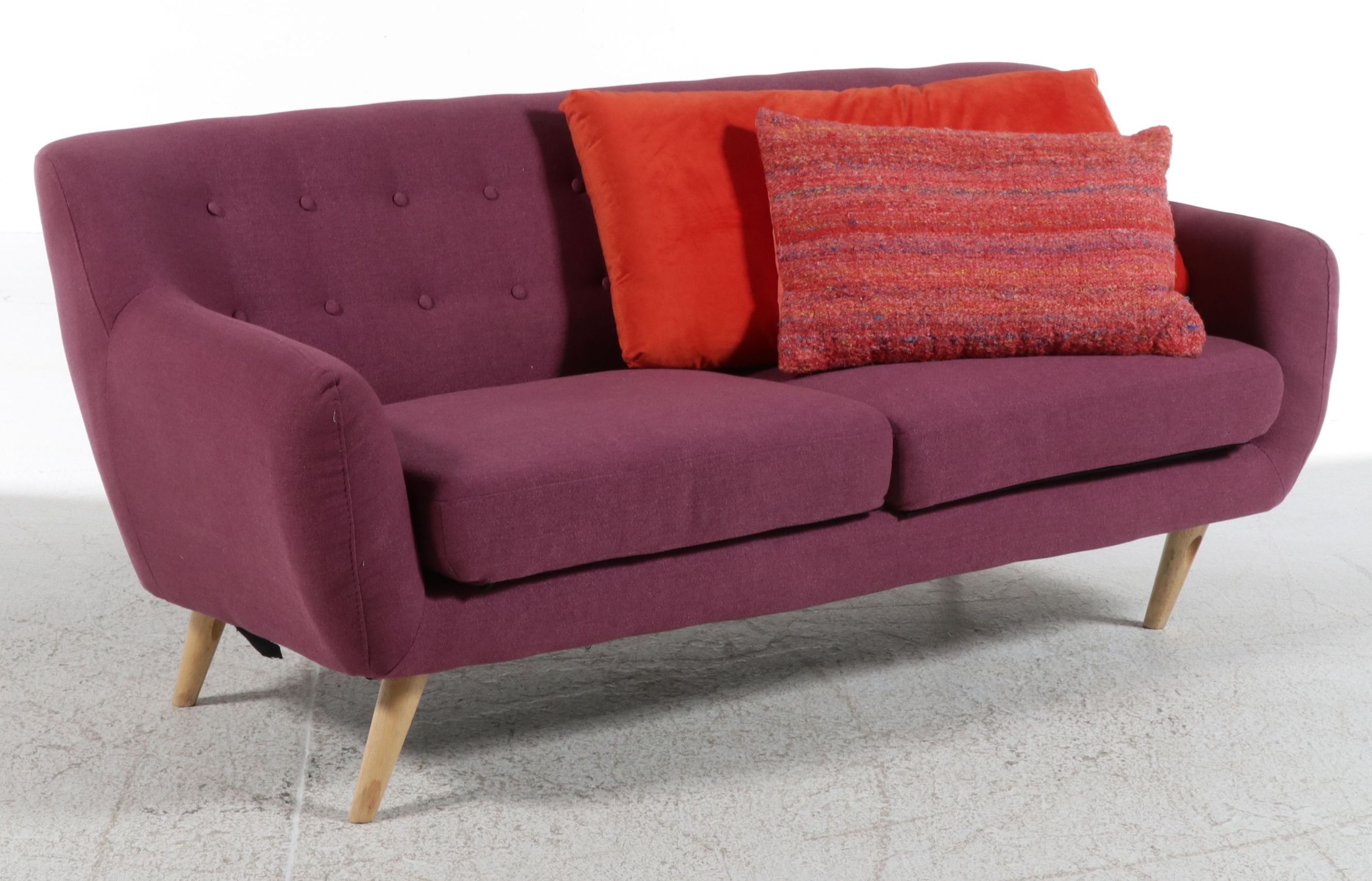 Mid Century Modern Style Upholstered Loveseat