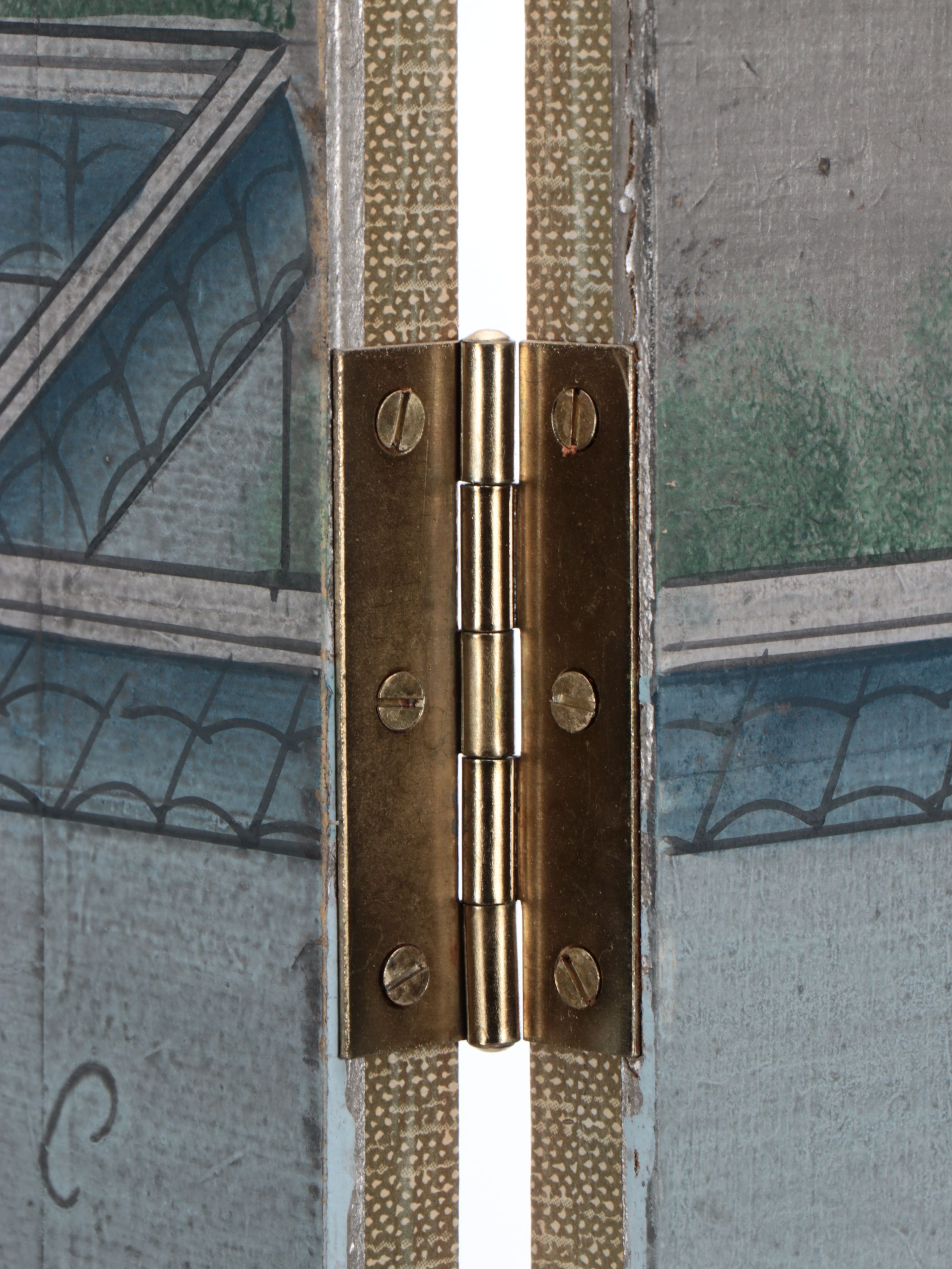 Chinese Four-Panel Hand-Painted Silk Room Divider, Late 20th Century