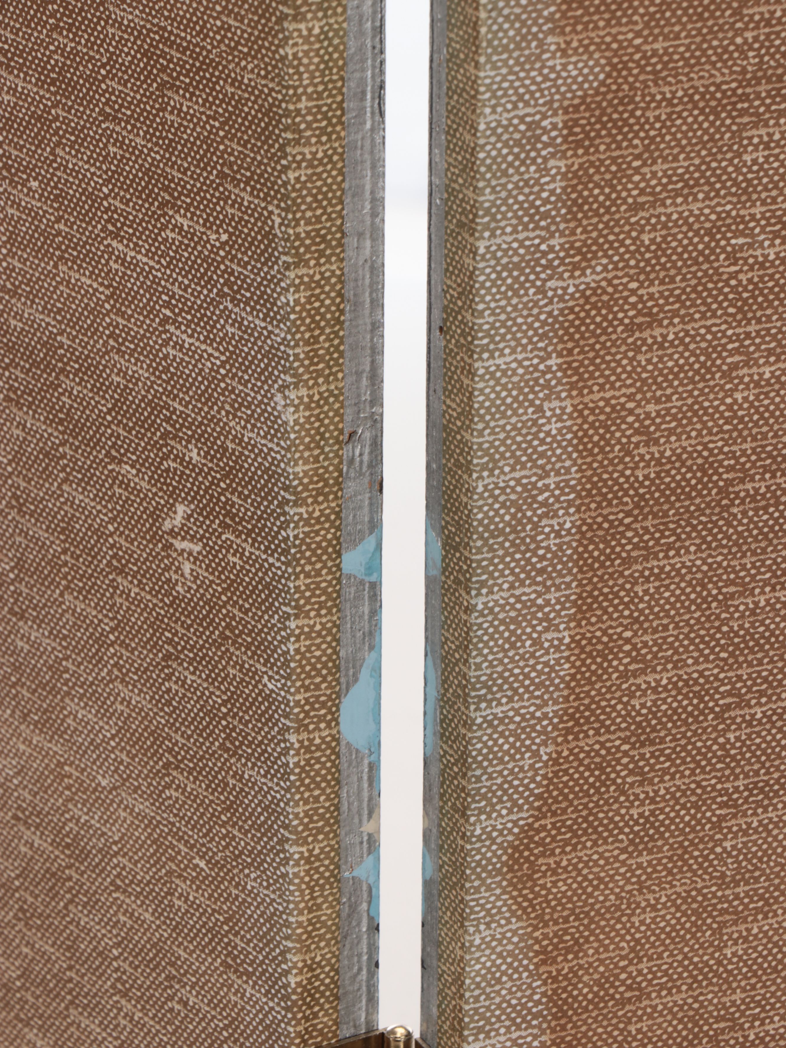 Chinese Four-Panel Hand-Painted Silk Room Divider, Late 20th Century