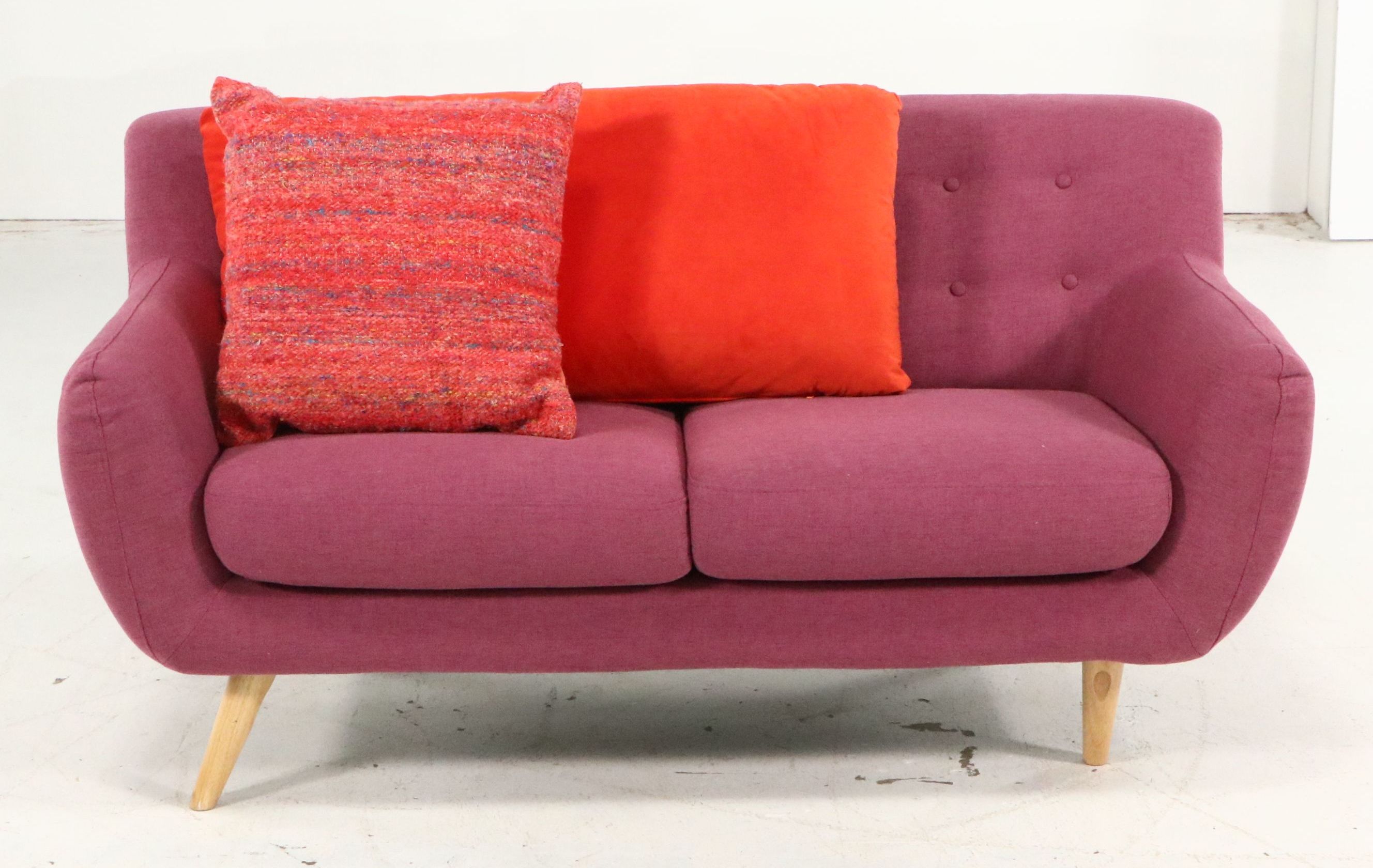 Mid Century Modern Style Upholstered Loveseat