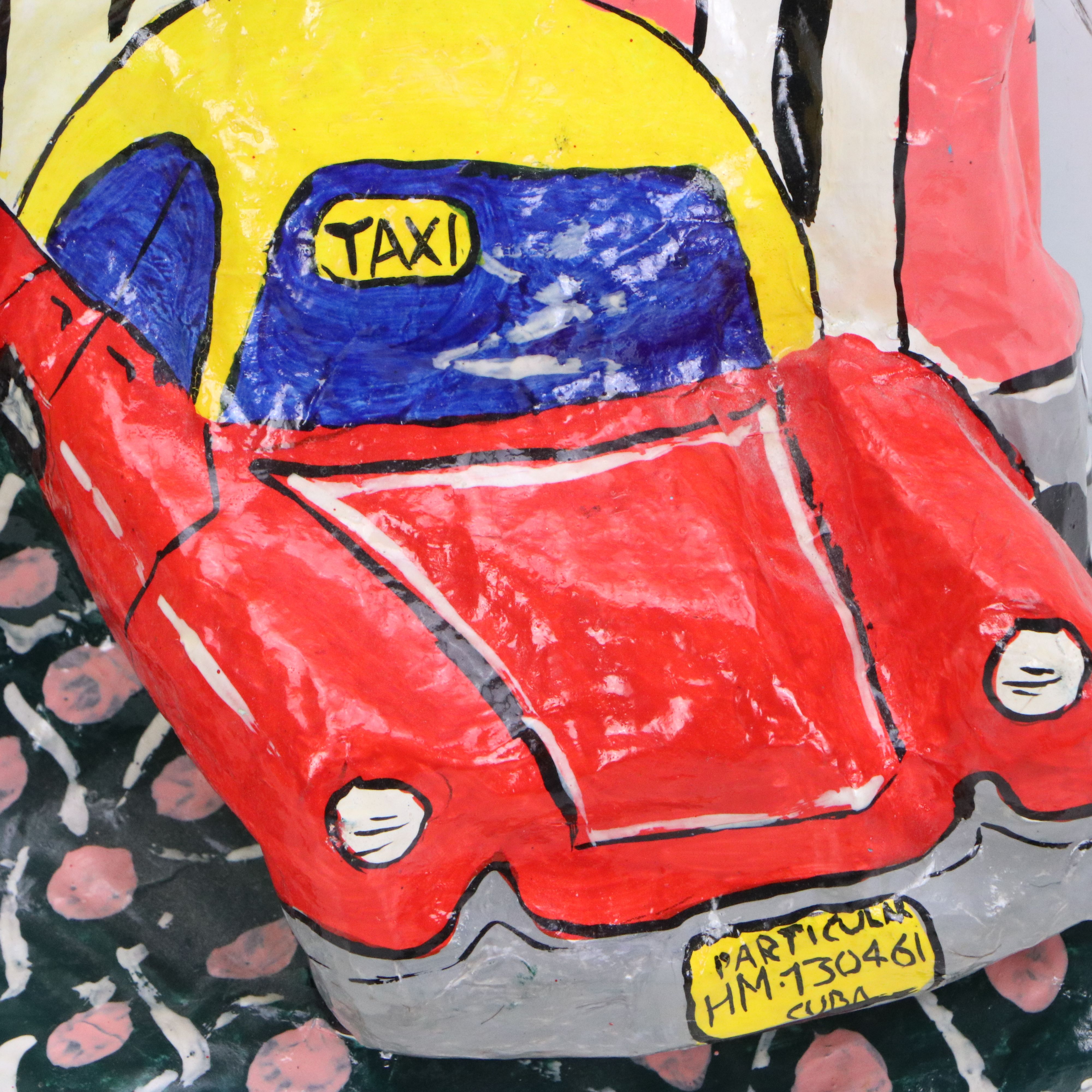 Cuban Folk Art Dimensional Papier-Mâché Wall Sculpture of Street Scene