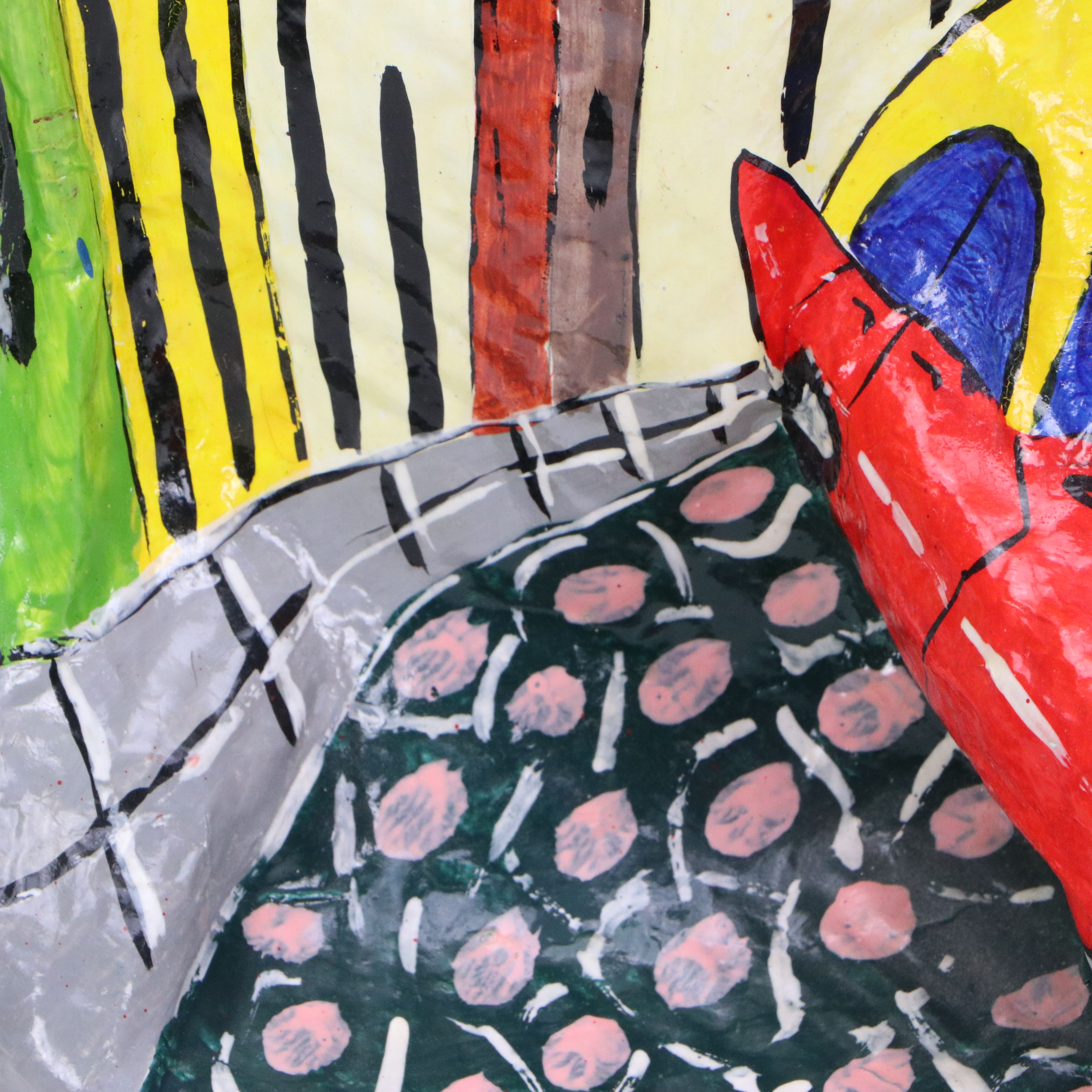 Cuban Folk Art Dimensional Papier-Mâché Wall Sculpture of Street Scene