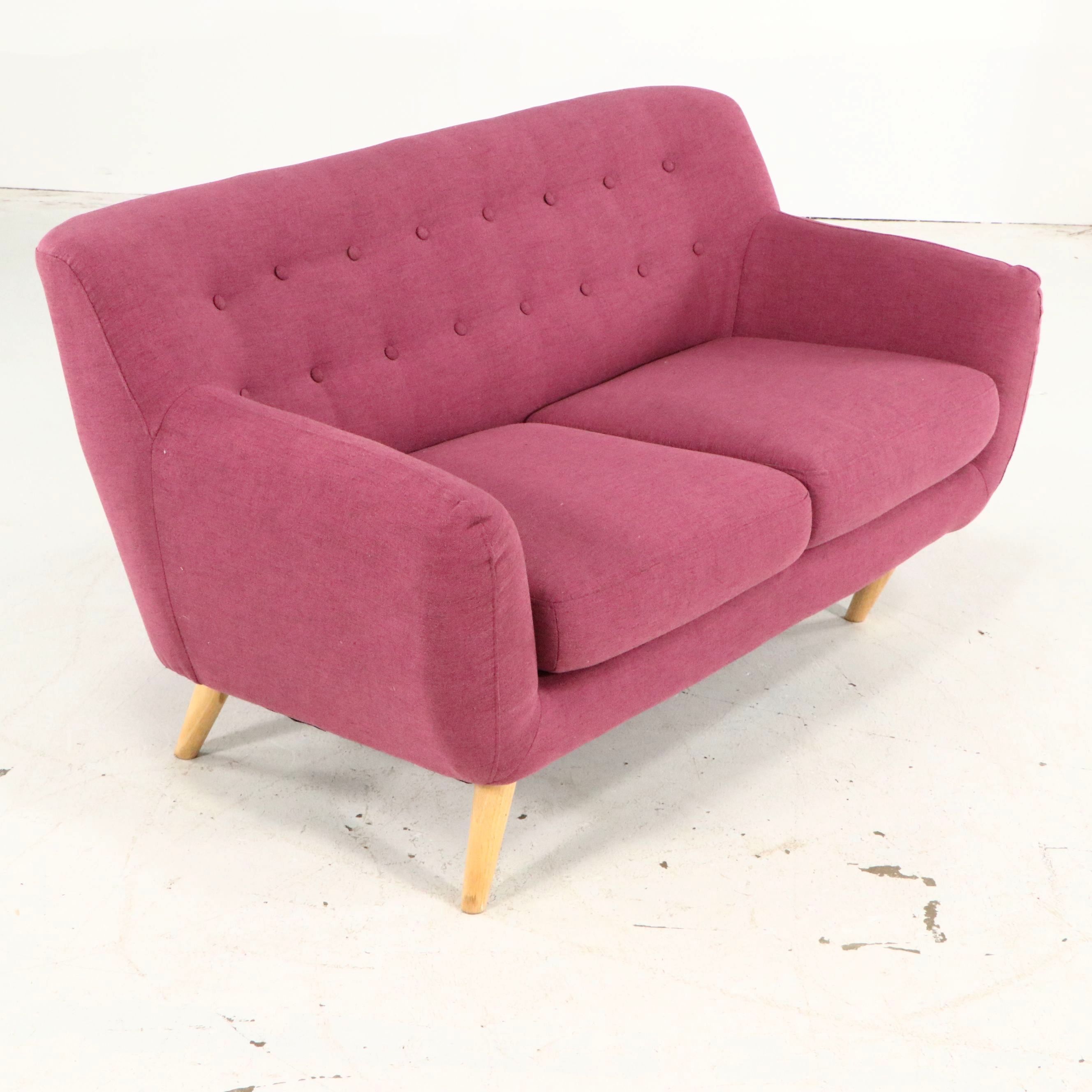 Mid Century Modern Style Upholstered Loveseat