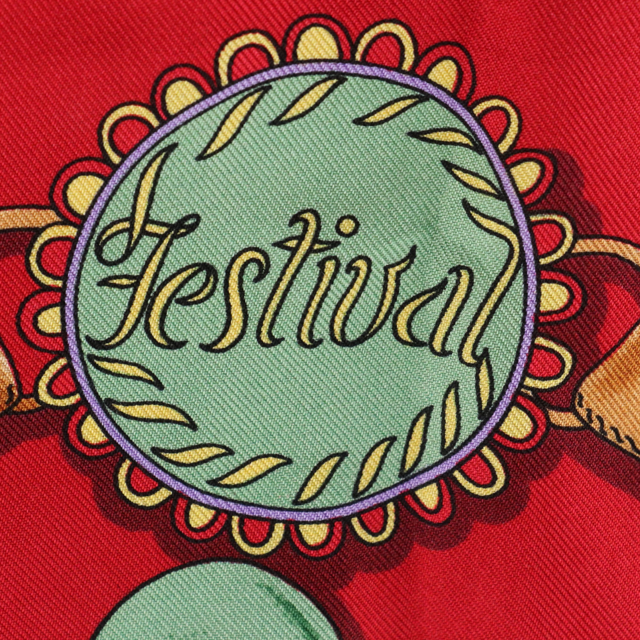 Hermès "Festival" Silk Twill Scarf 90