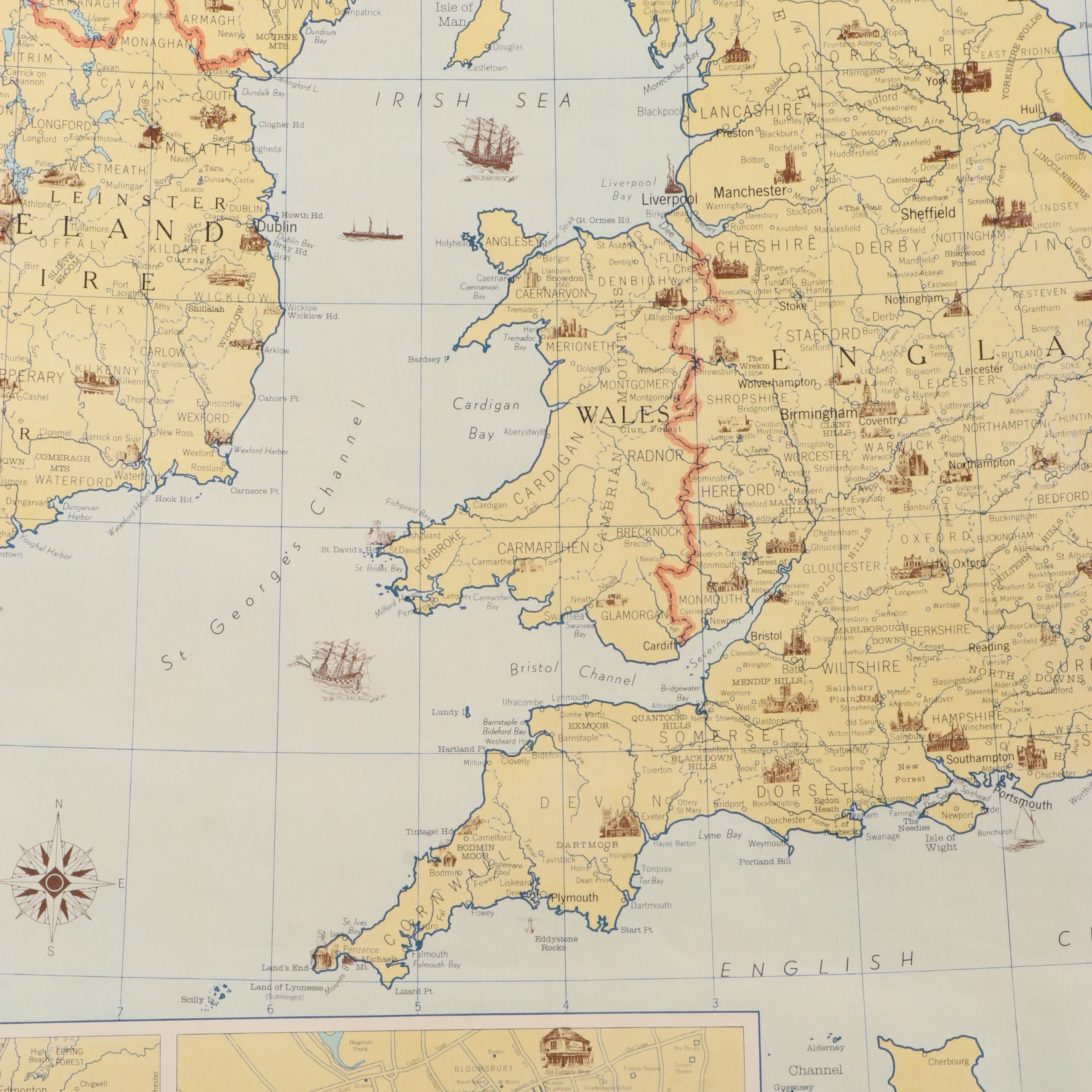 Denoyer-Geppert Co. Pull-Down Map "Literary‒Pictorial British Isles"