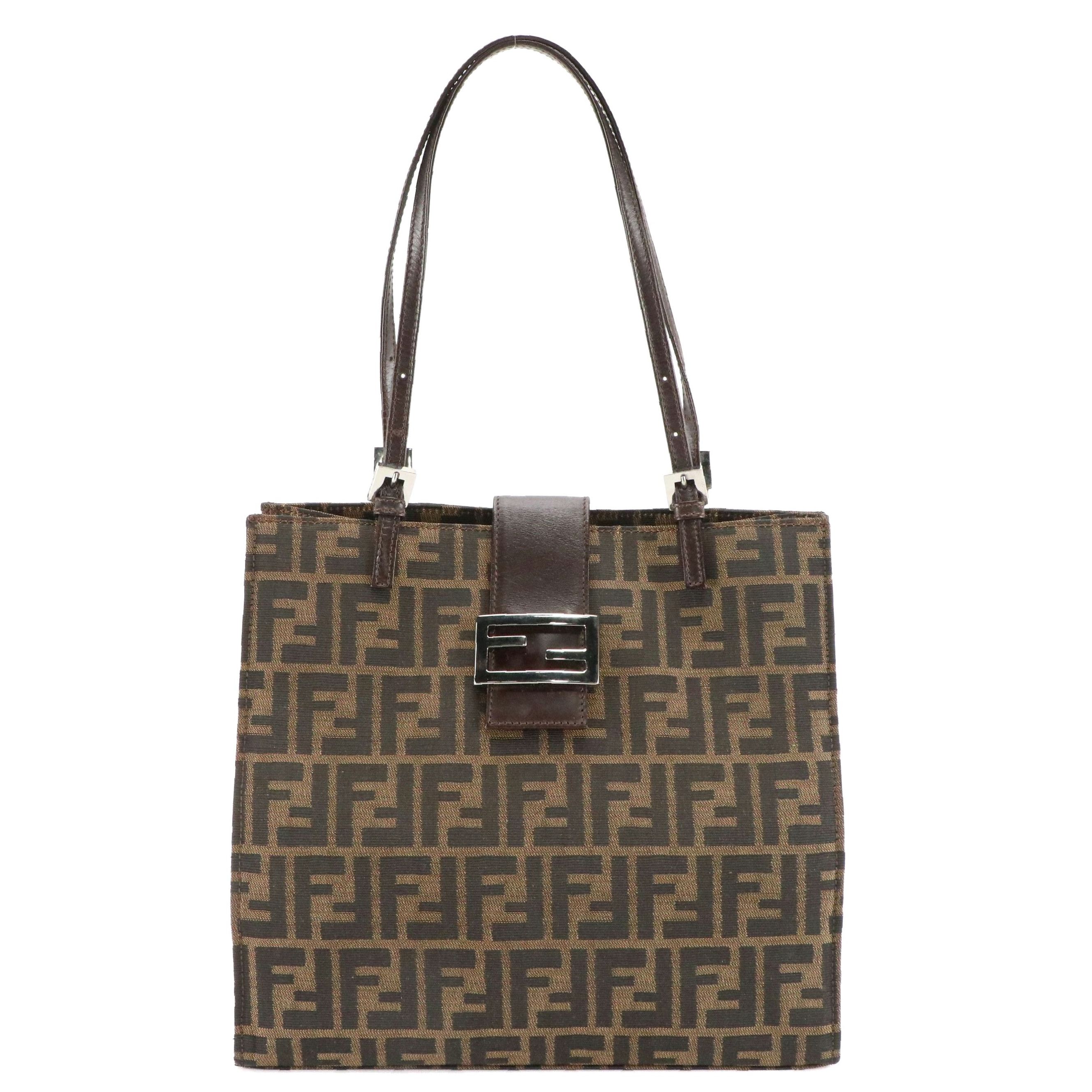 Fendi Tobacco FF Zucca Jacquard Canvas and Leather Tote Bag