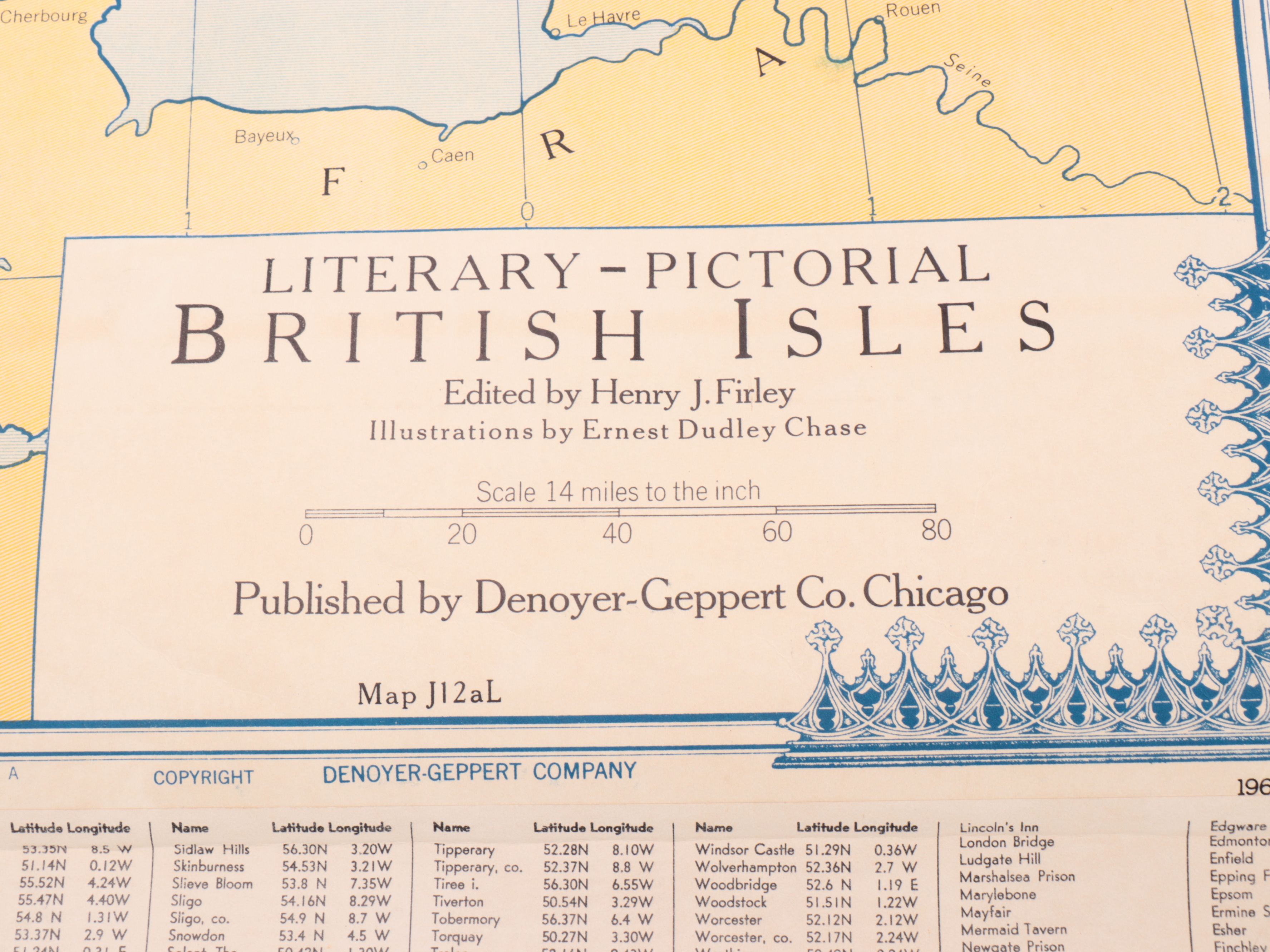 Denoyer-Geppert Co. Pull-Down Map "Literary‒Pictorial British Isles"