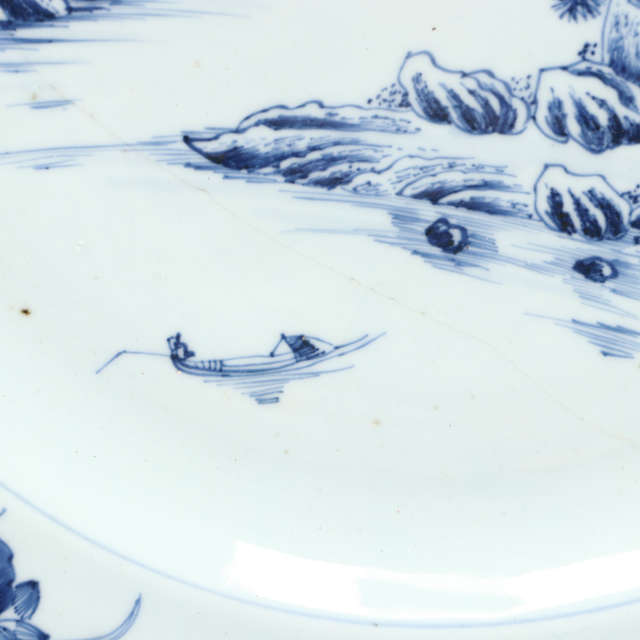 Chinese Blue and White Landscape Porcelain Charger