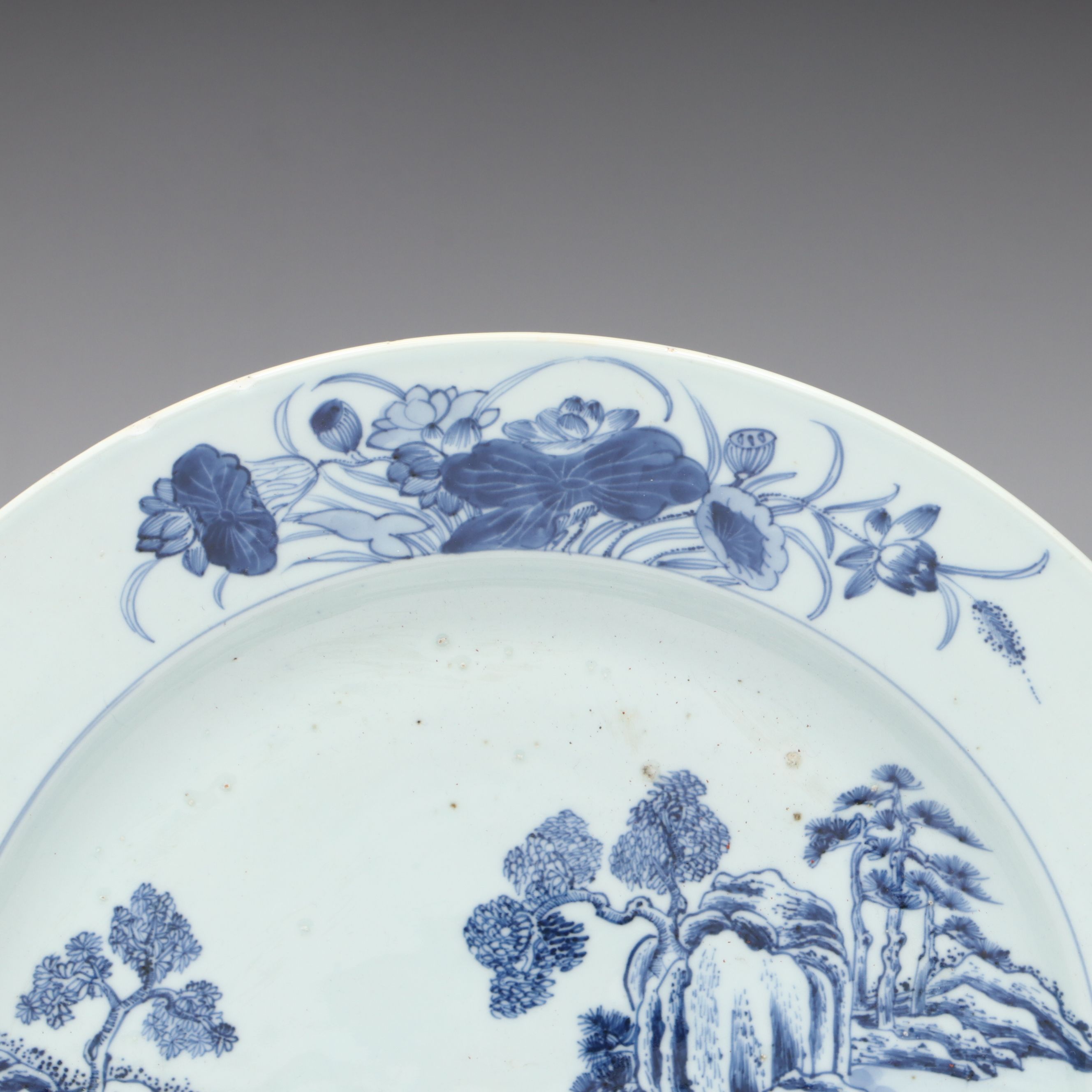 Chinese Blue and White Landscape Porcelain Charger