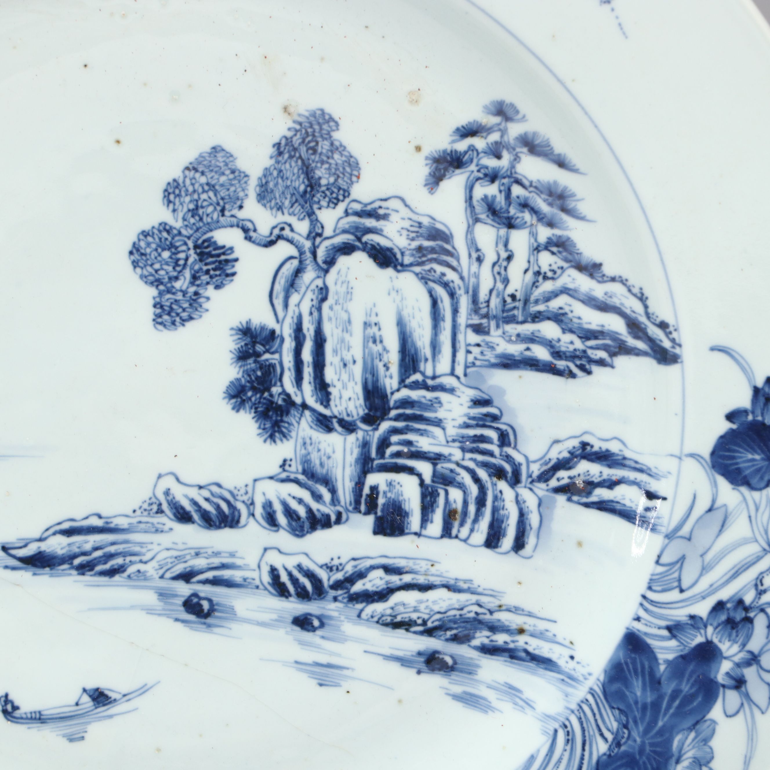 Chinese Blue and White Landscape Porcelain Charger