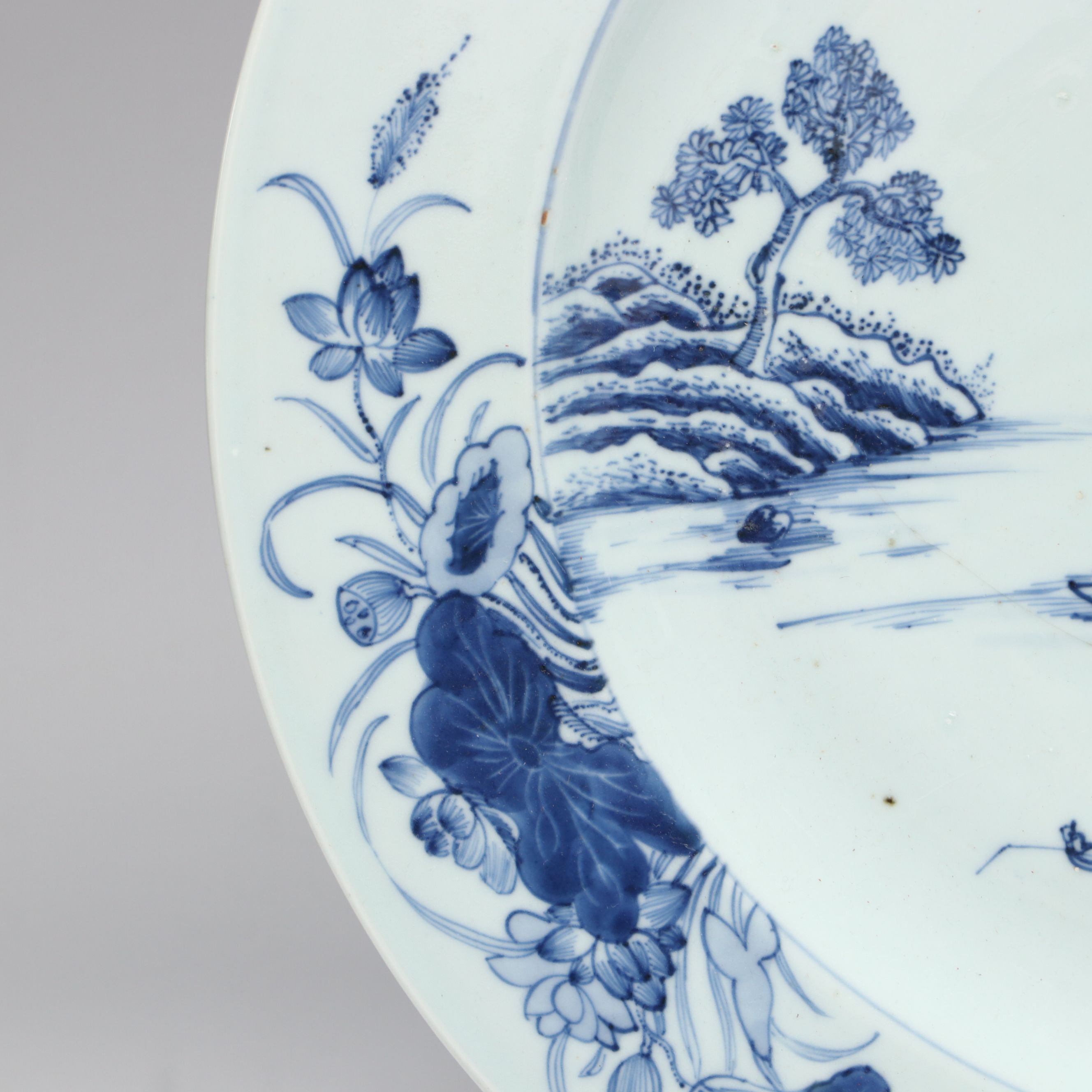 Chinese Blue and White Landscape Porcelain Charger