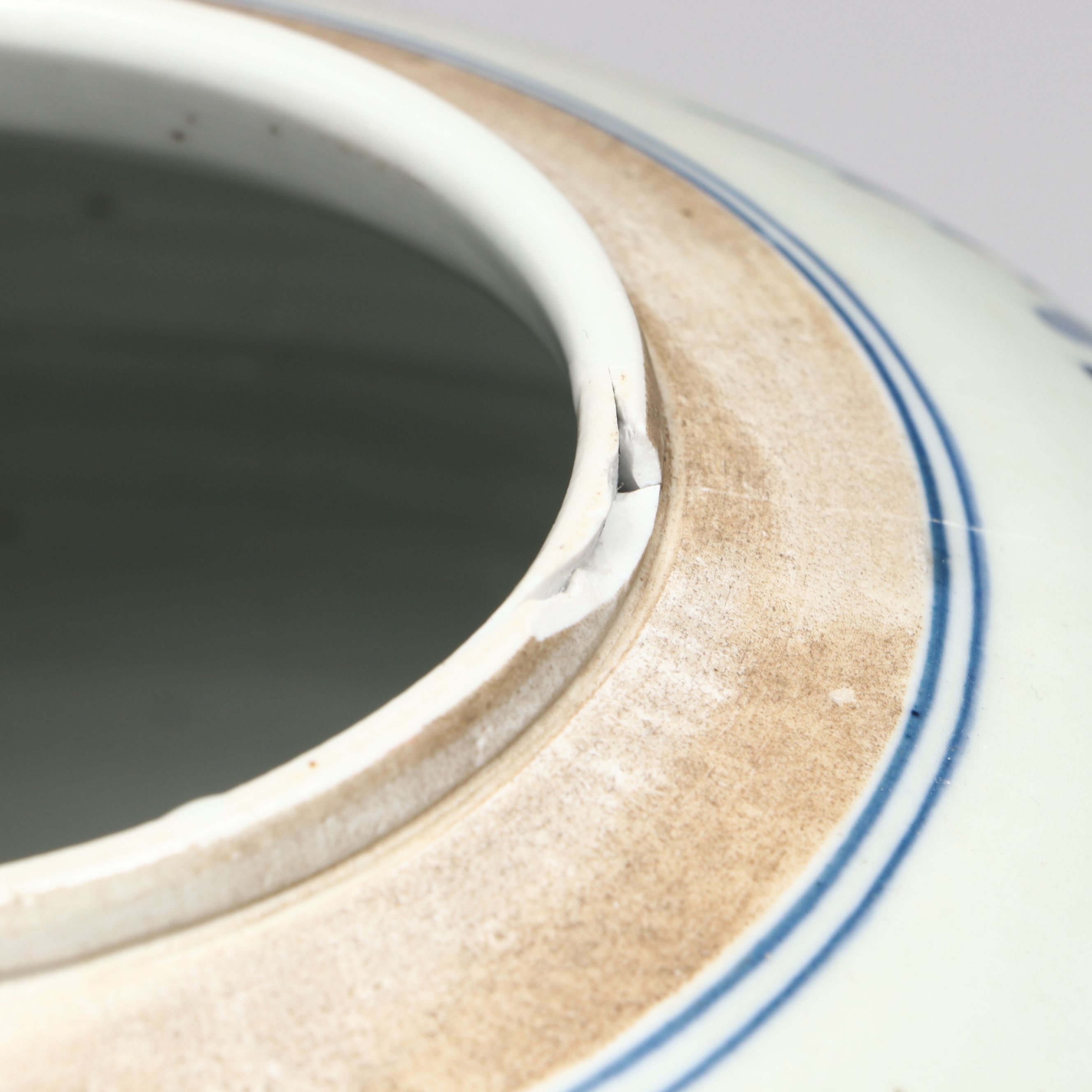 Chinese Hand-Painted Blue and White Floral and Bird Motif Porcelain Ginger Jar