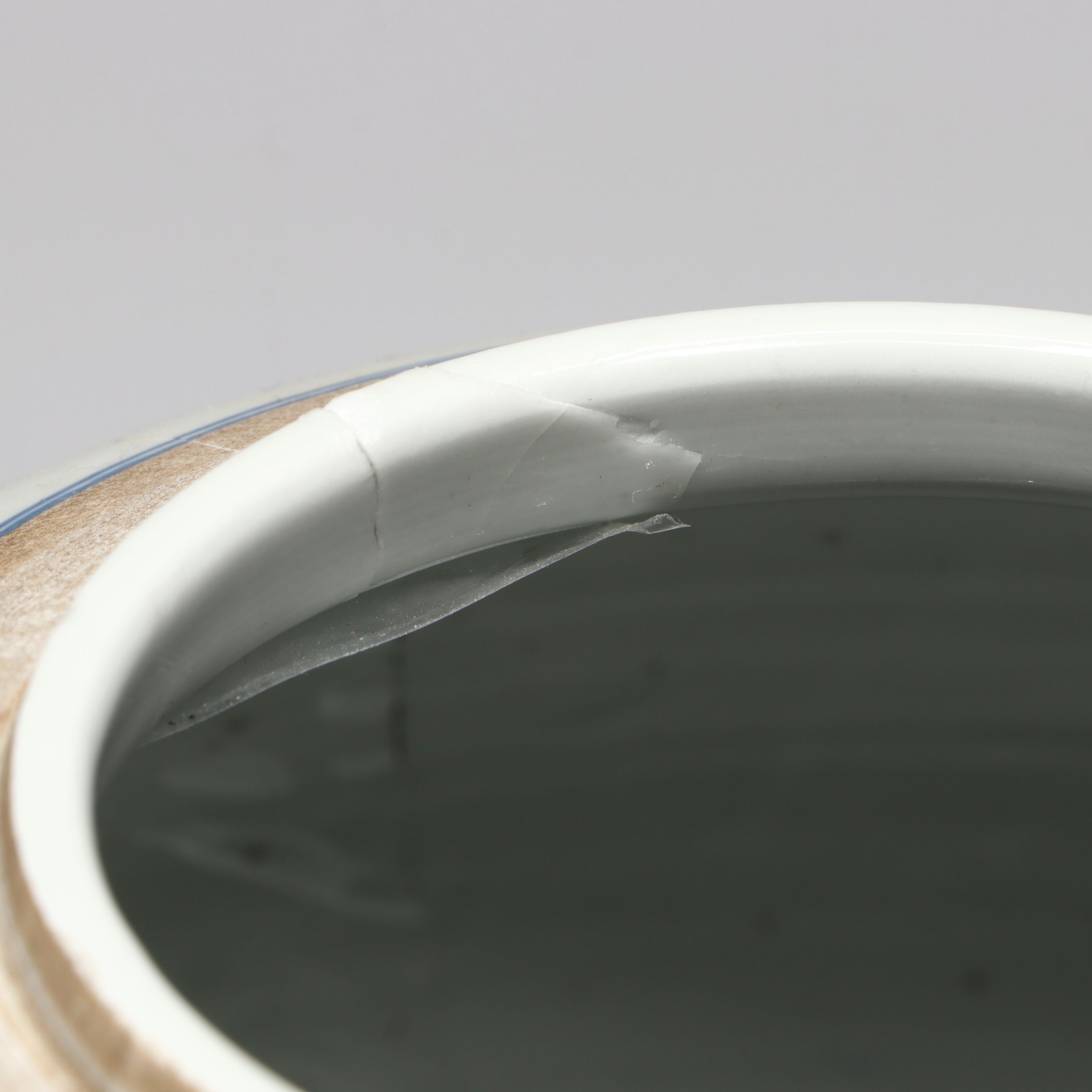 Chinese Hand-Painted Blue and White Floral and Bird Motif Porcelain Ginger Jar