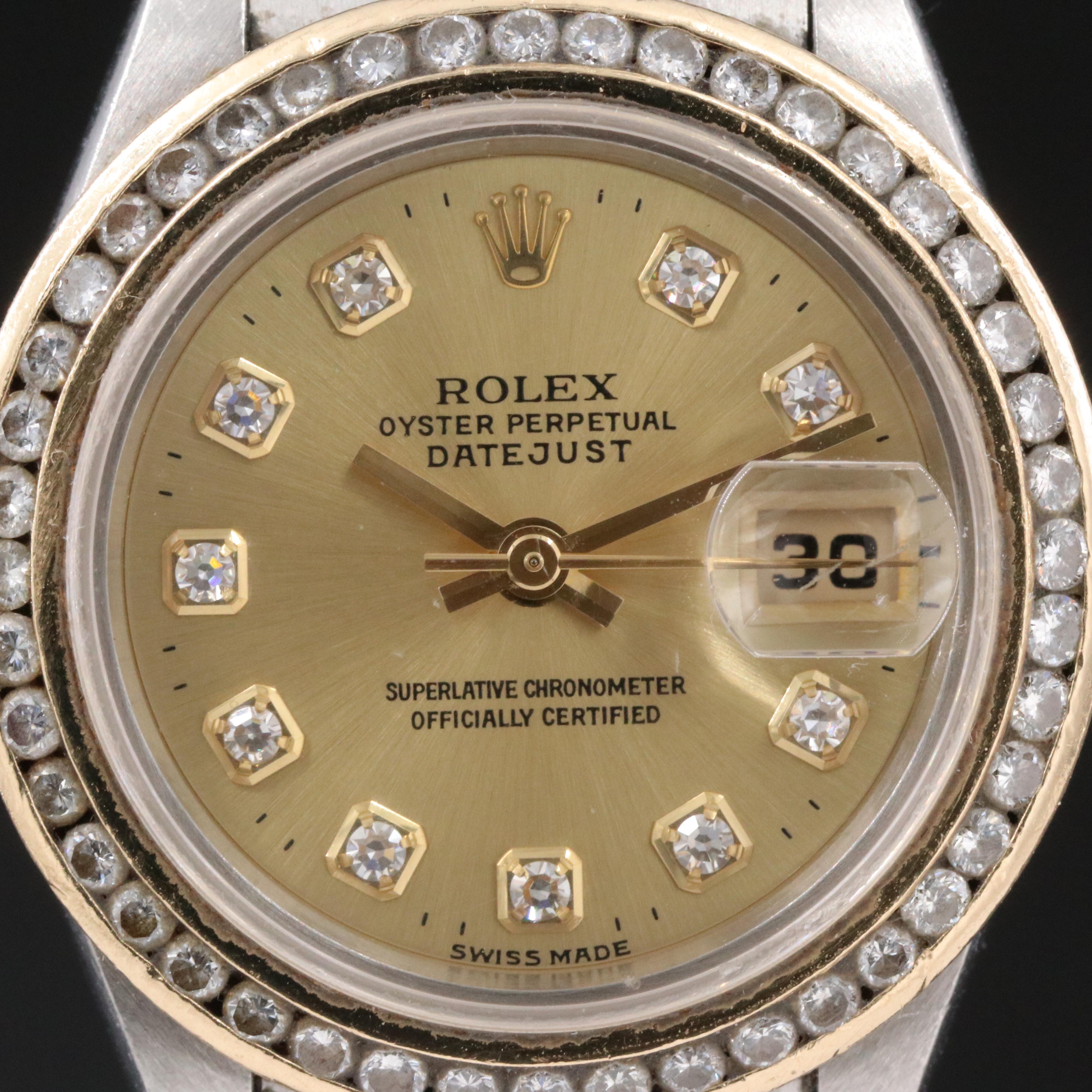 1995 Rolex Datejust Custom Diamond Dial & Bezel Watch