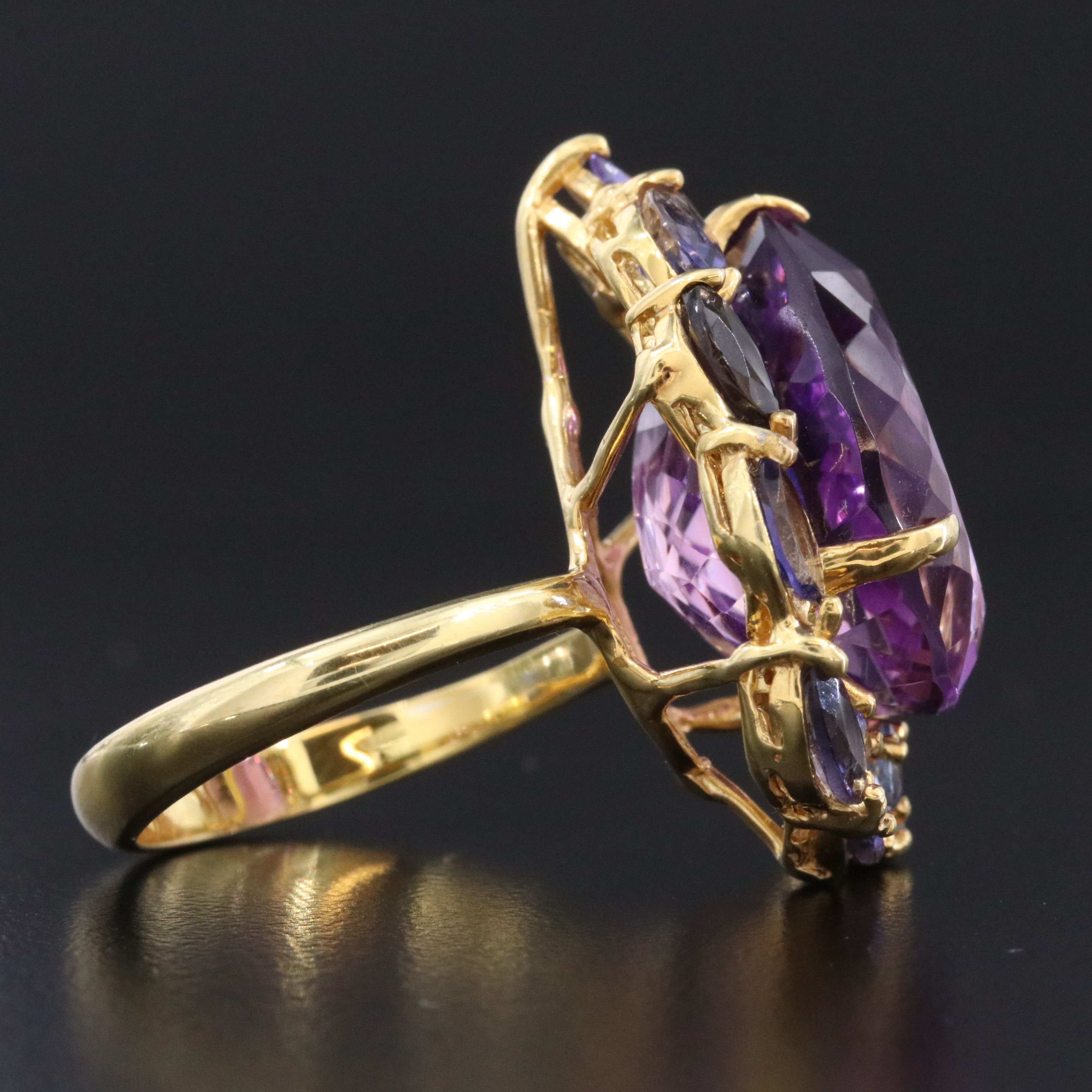 Sterling Amethyst, Iolite and Tanzanite Halo Ring