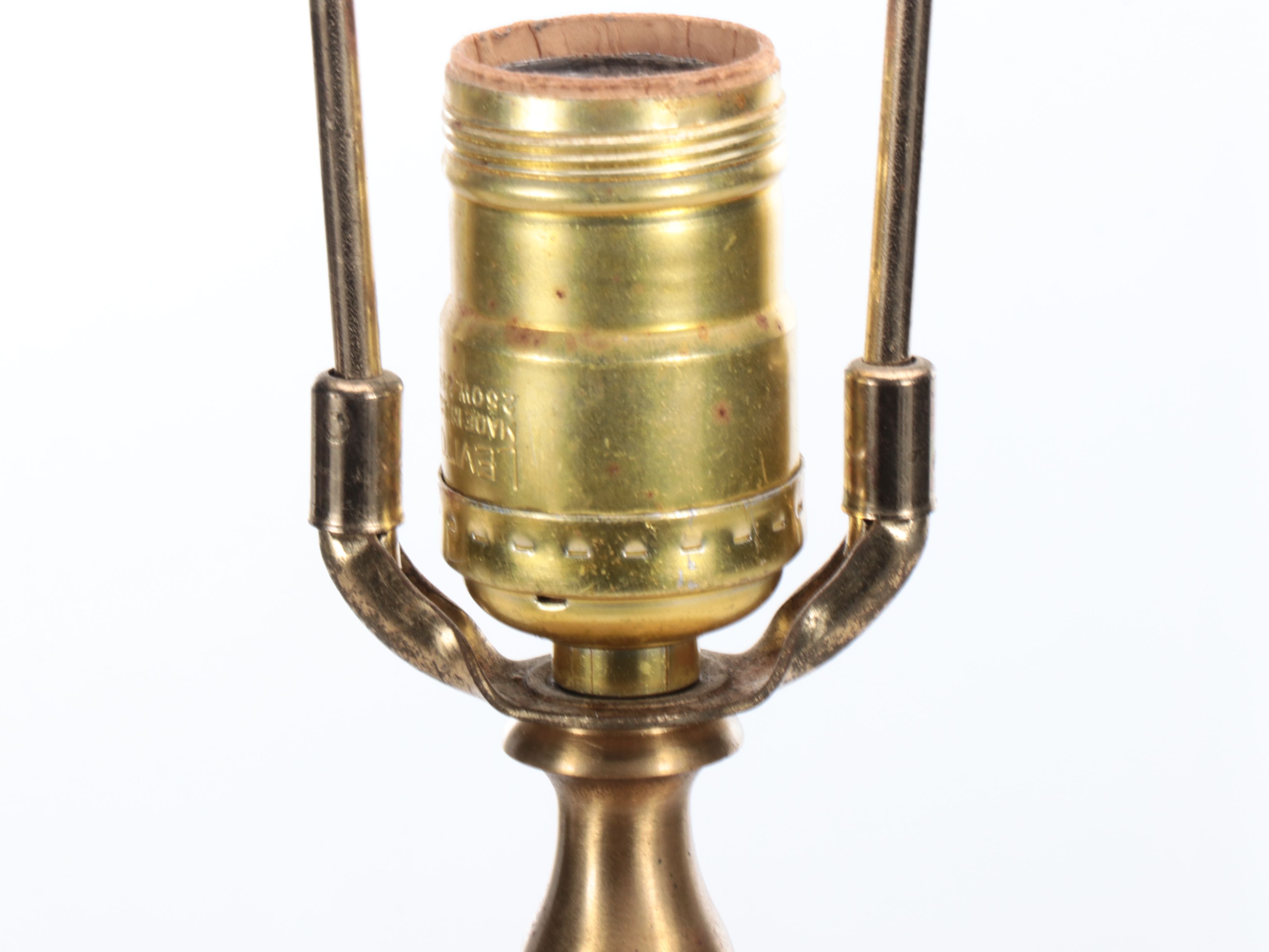 Transfer-Decorated Porcelain Table Lamp with Bronze Footed Brazier