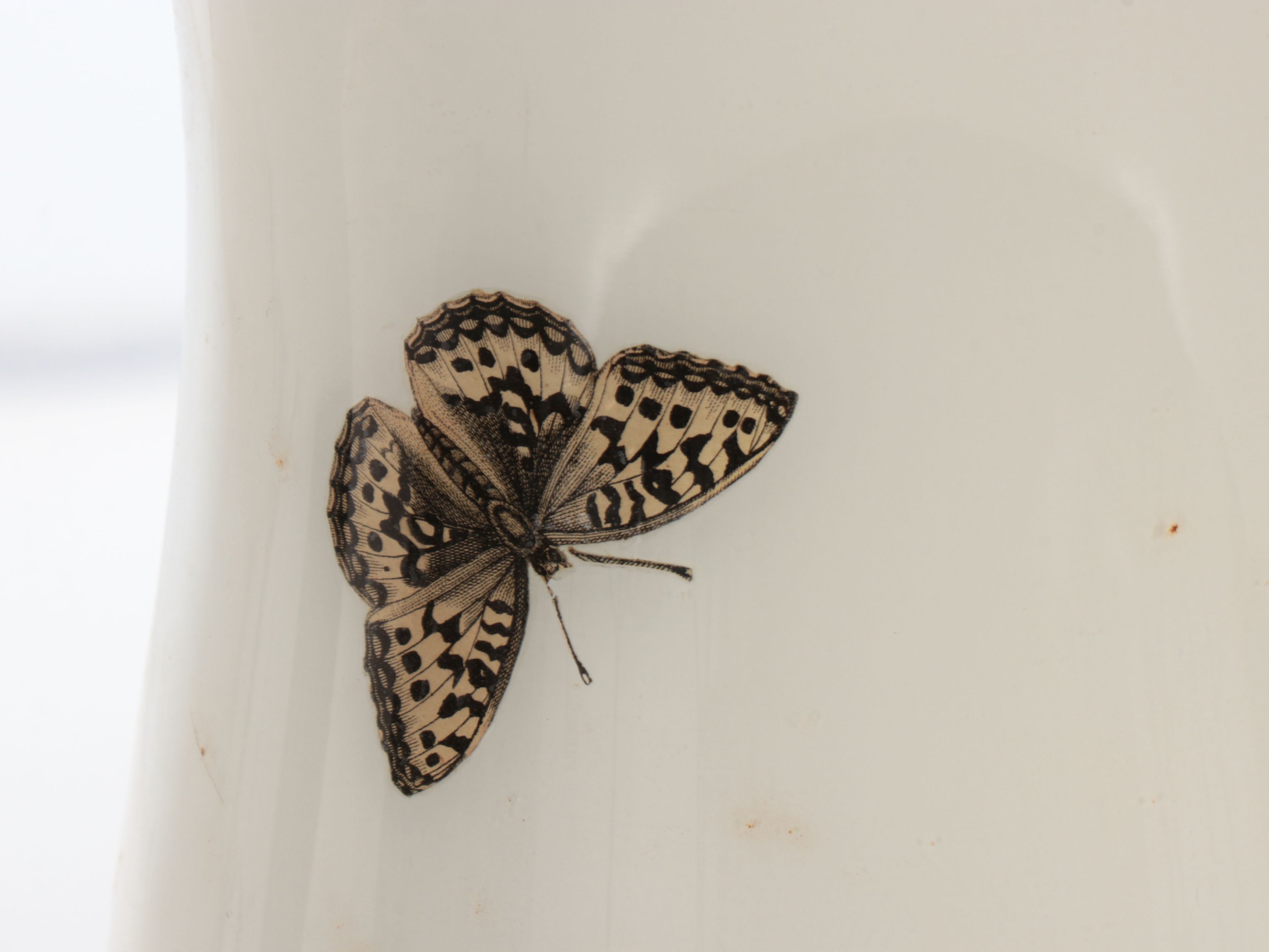 Transfer-Decorated Porcelain Table Lamp with Bronze Footed Brazier
