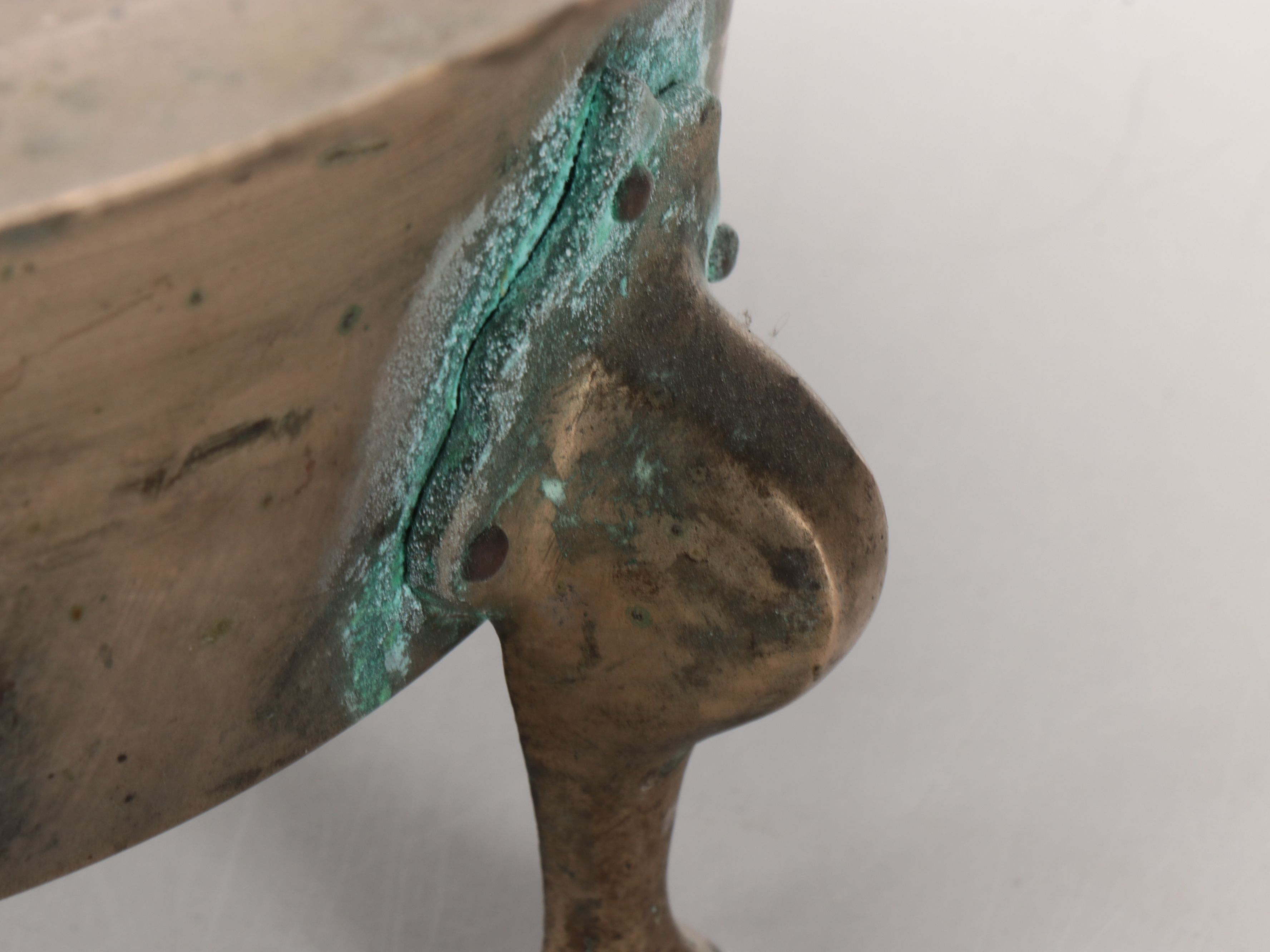 Transfer-Decorated Porcelain Table Lamp with Bronze Footed Brazier