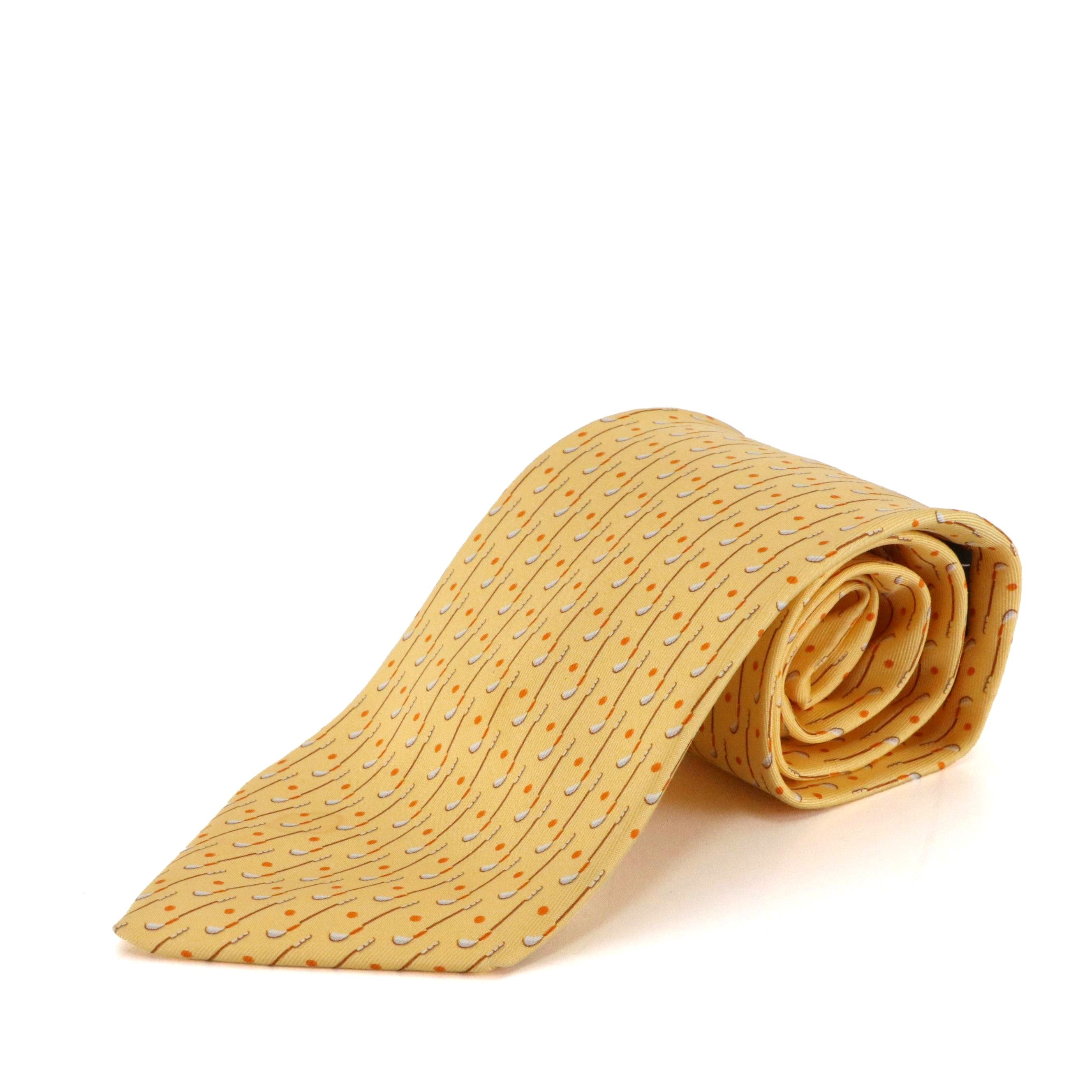 Salvatore Ferragamo Golf Motif Silk Twill Necktie