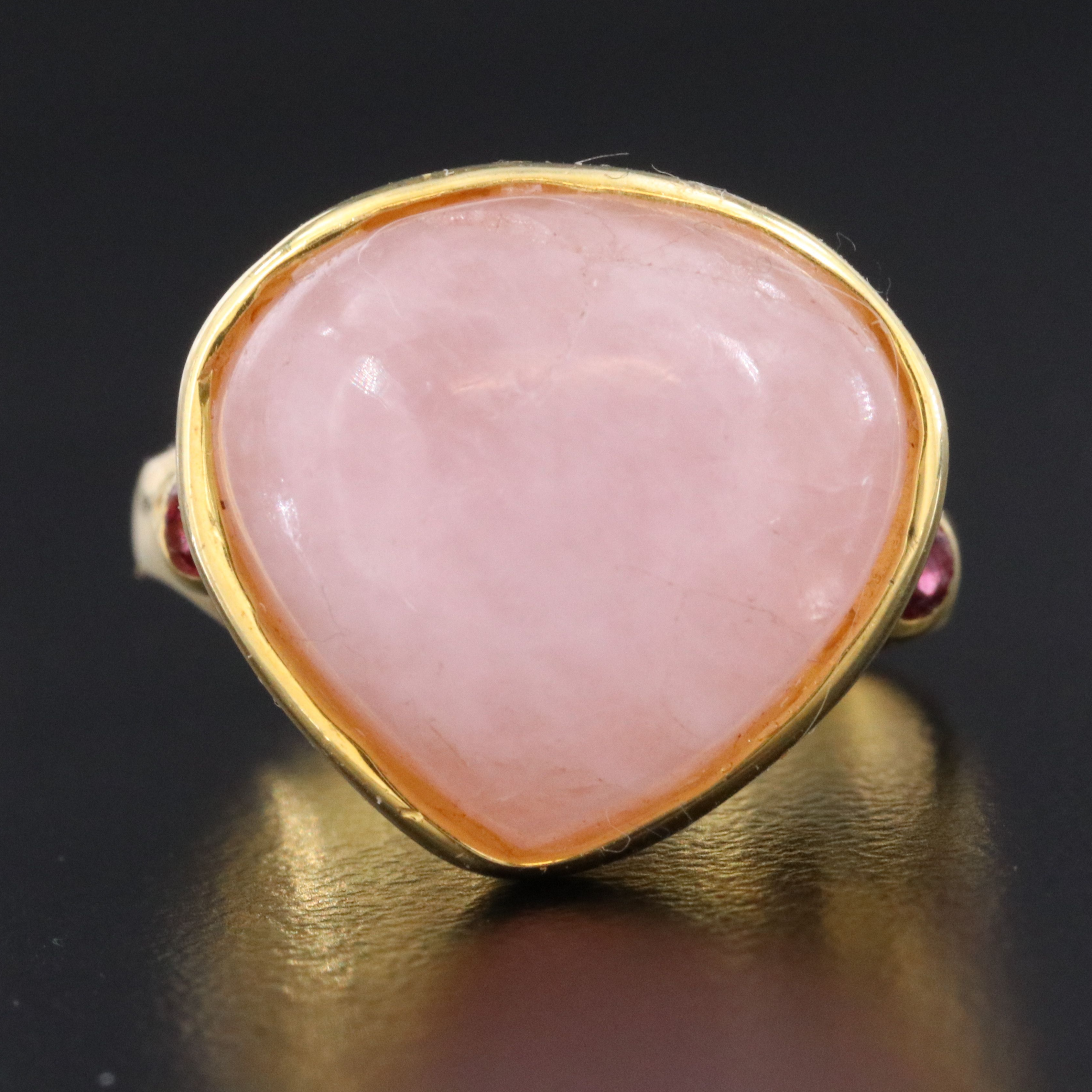 Sterling Rose Quartz and Rhodolite Garnet Ring