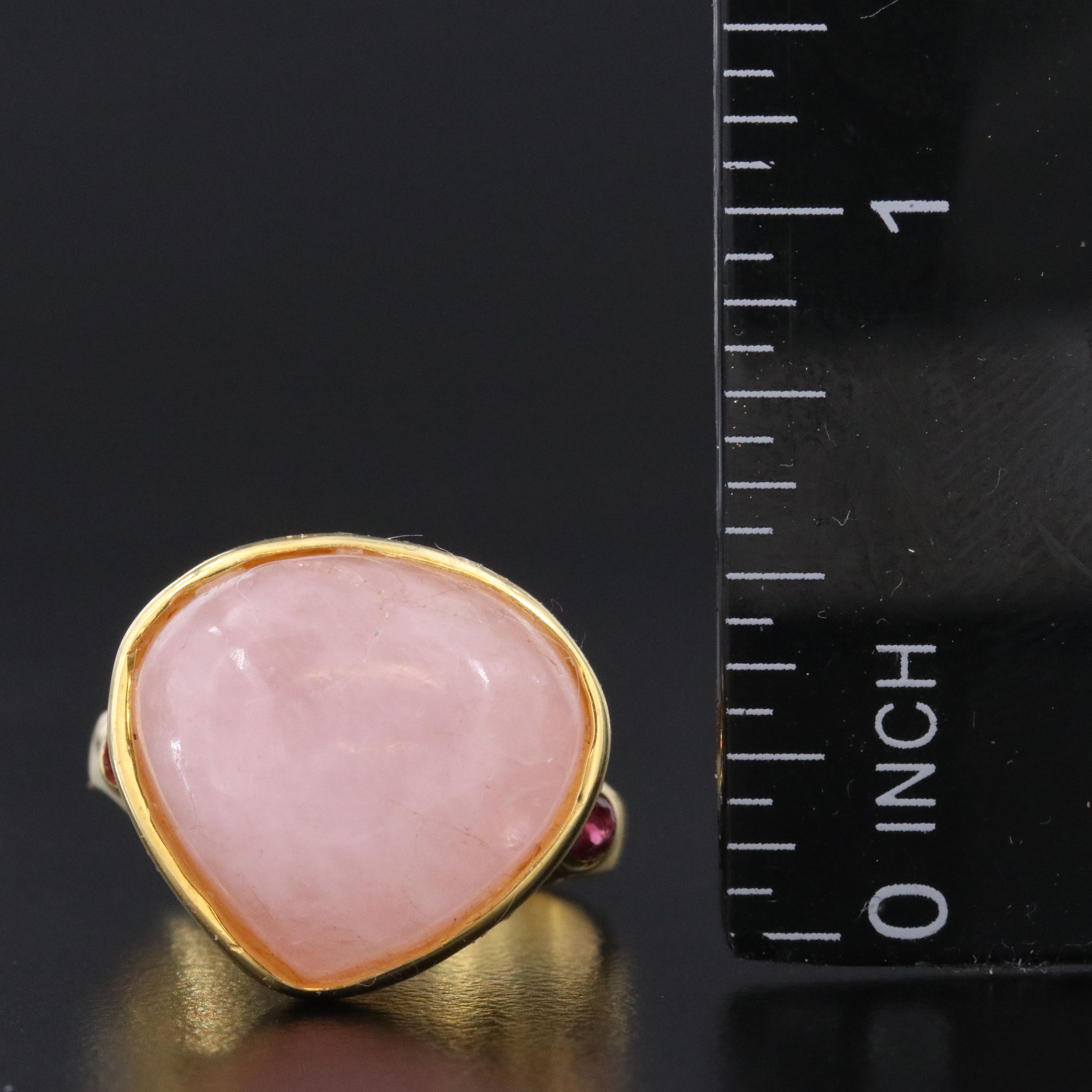 Sterling Rose Quartz and Rhodolite Garnet Ring