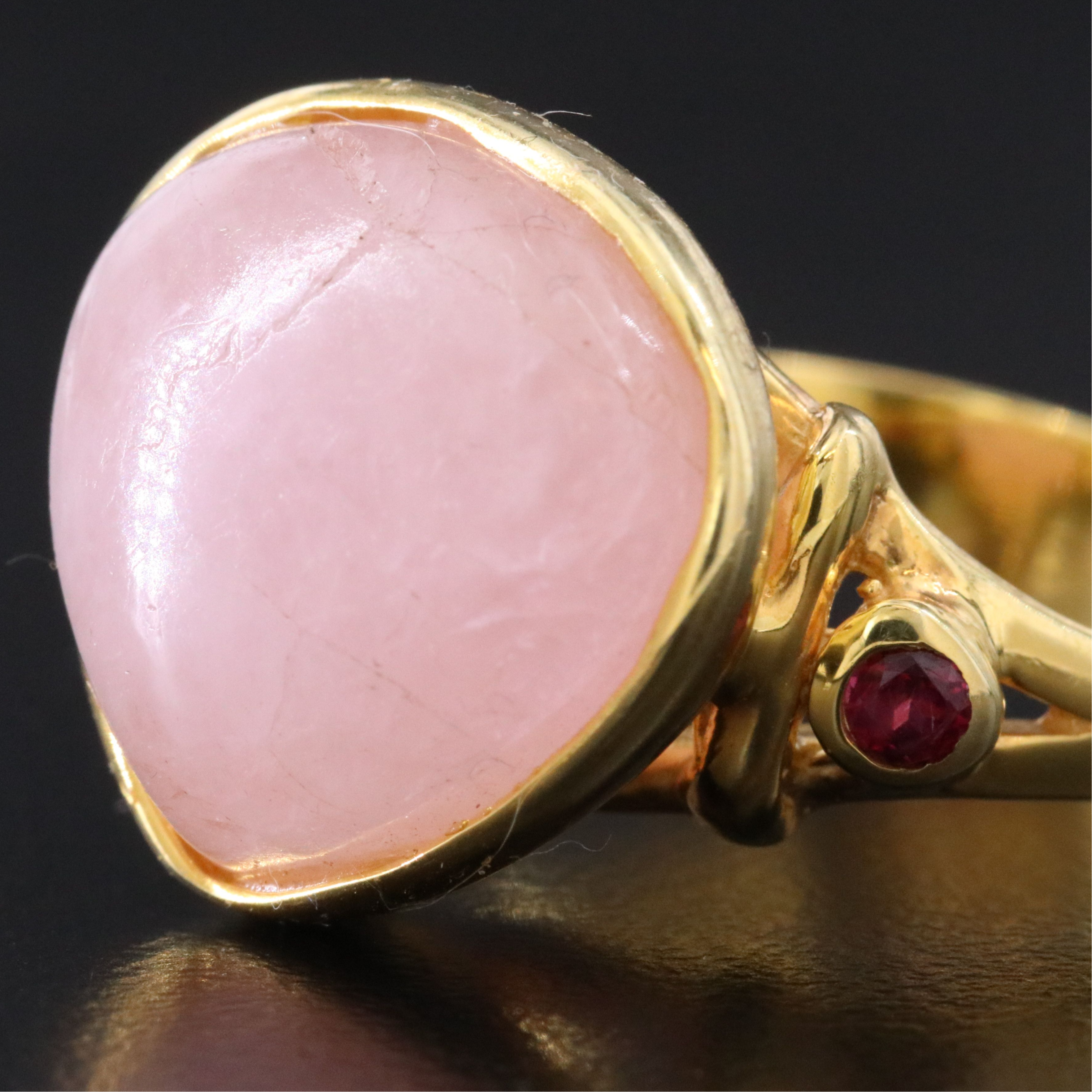 Sterling Rose Quartz and Rhodolite Garnet Ring