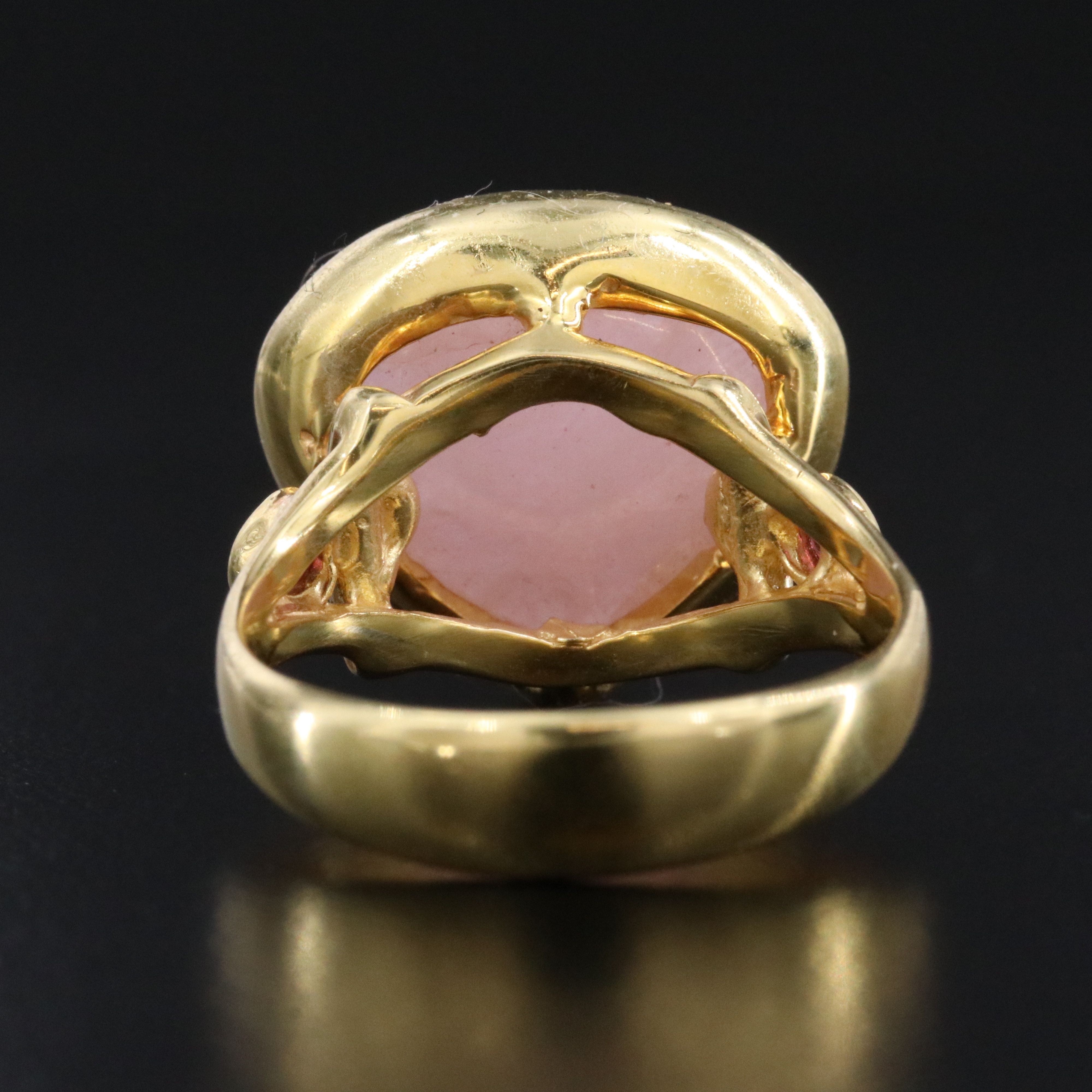 Sterling Rose Quartz and Rhodolite Garnet Ring