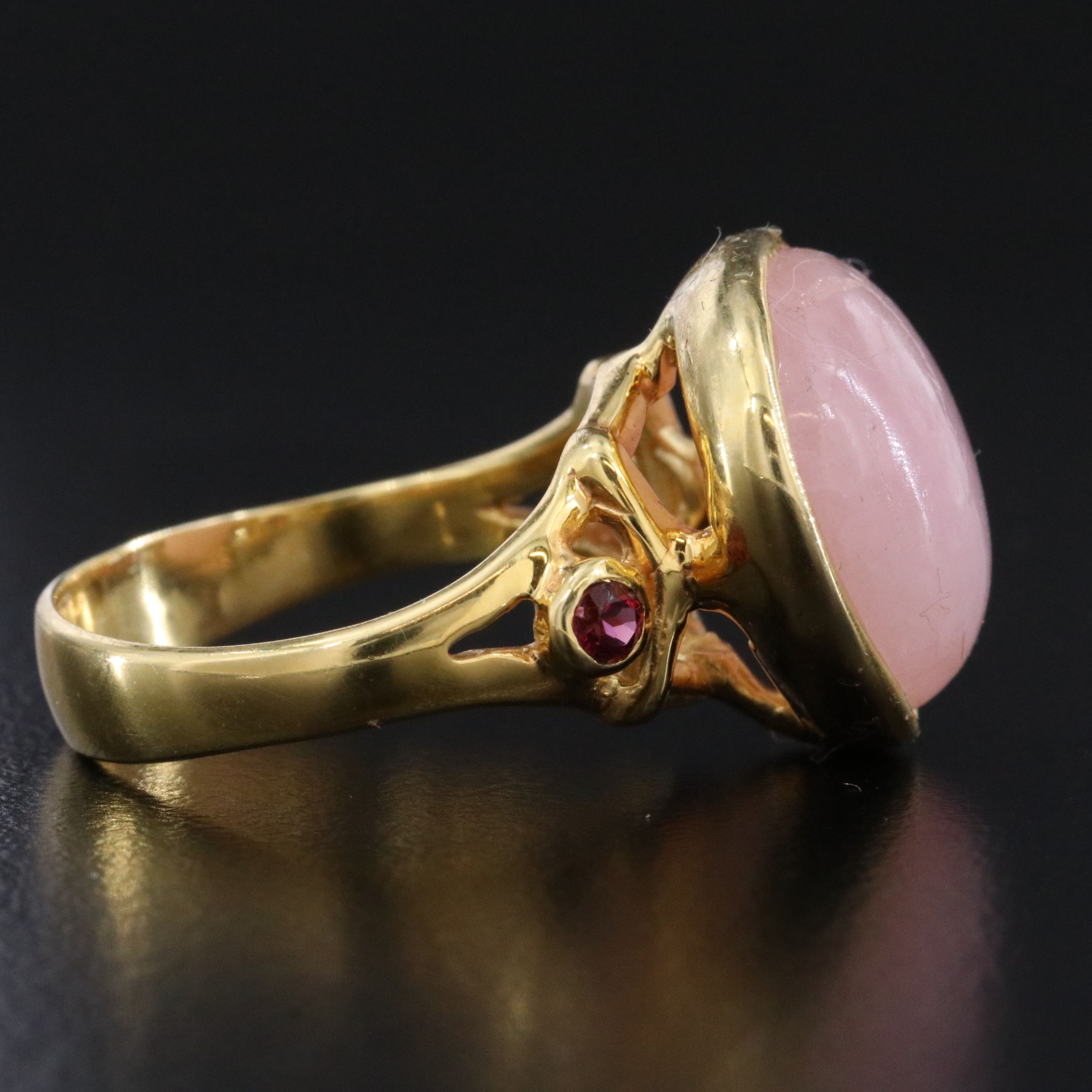 Sterling Rose Quartz and Rhodolite Garnet Ring