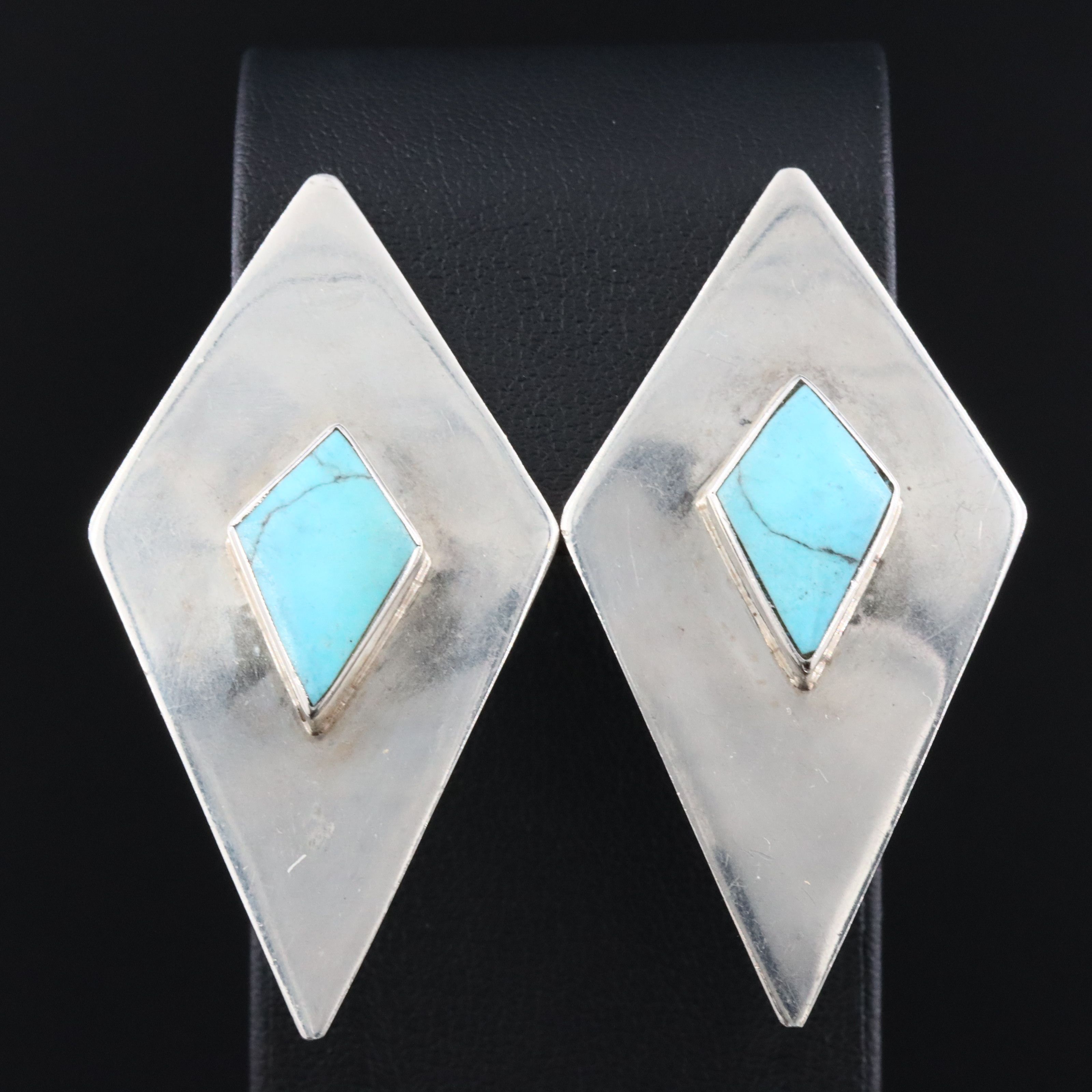 Sterling Howlite Clip Earrings