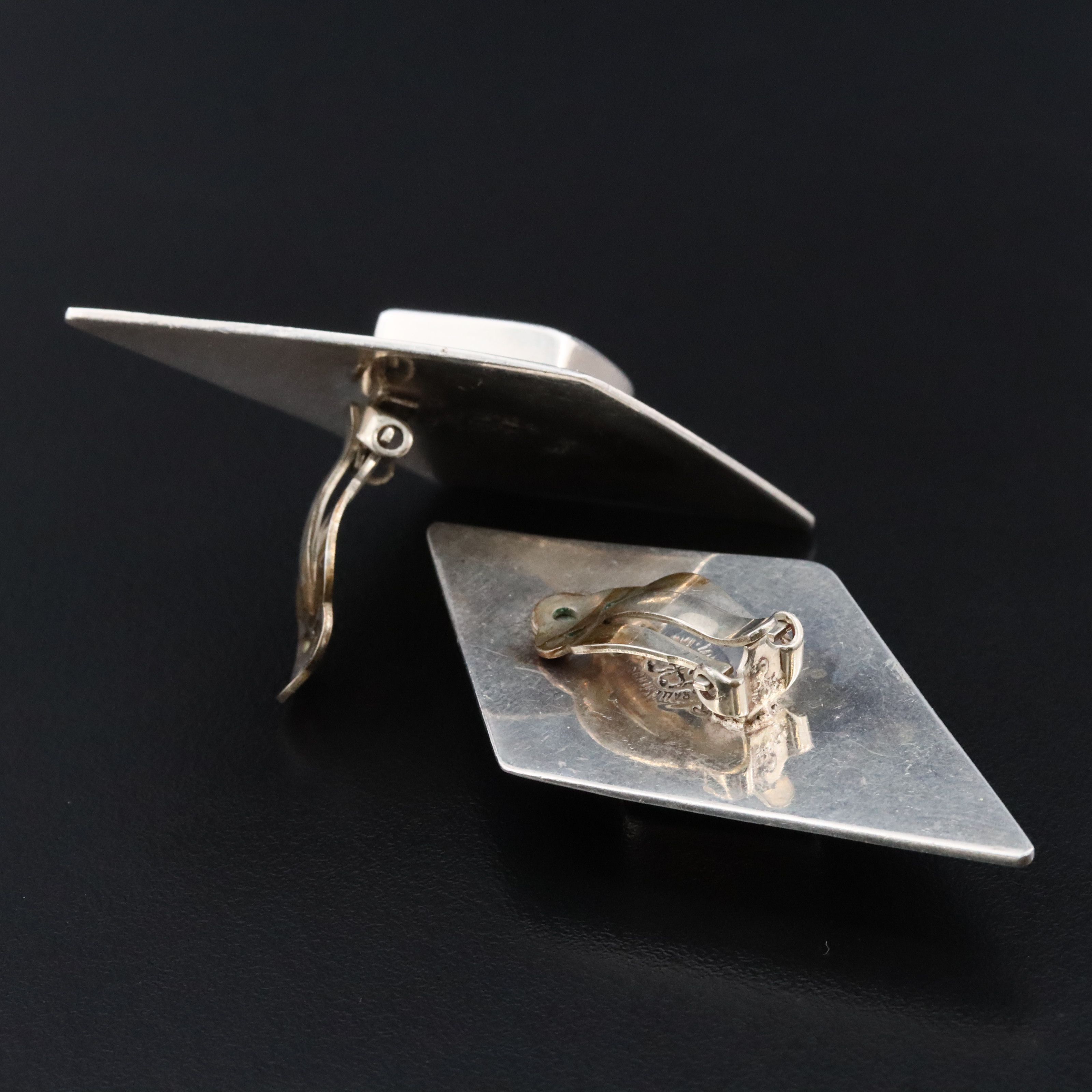 Sterling Howlite Clip Earrings