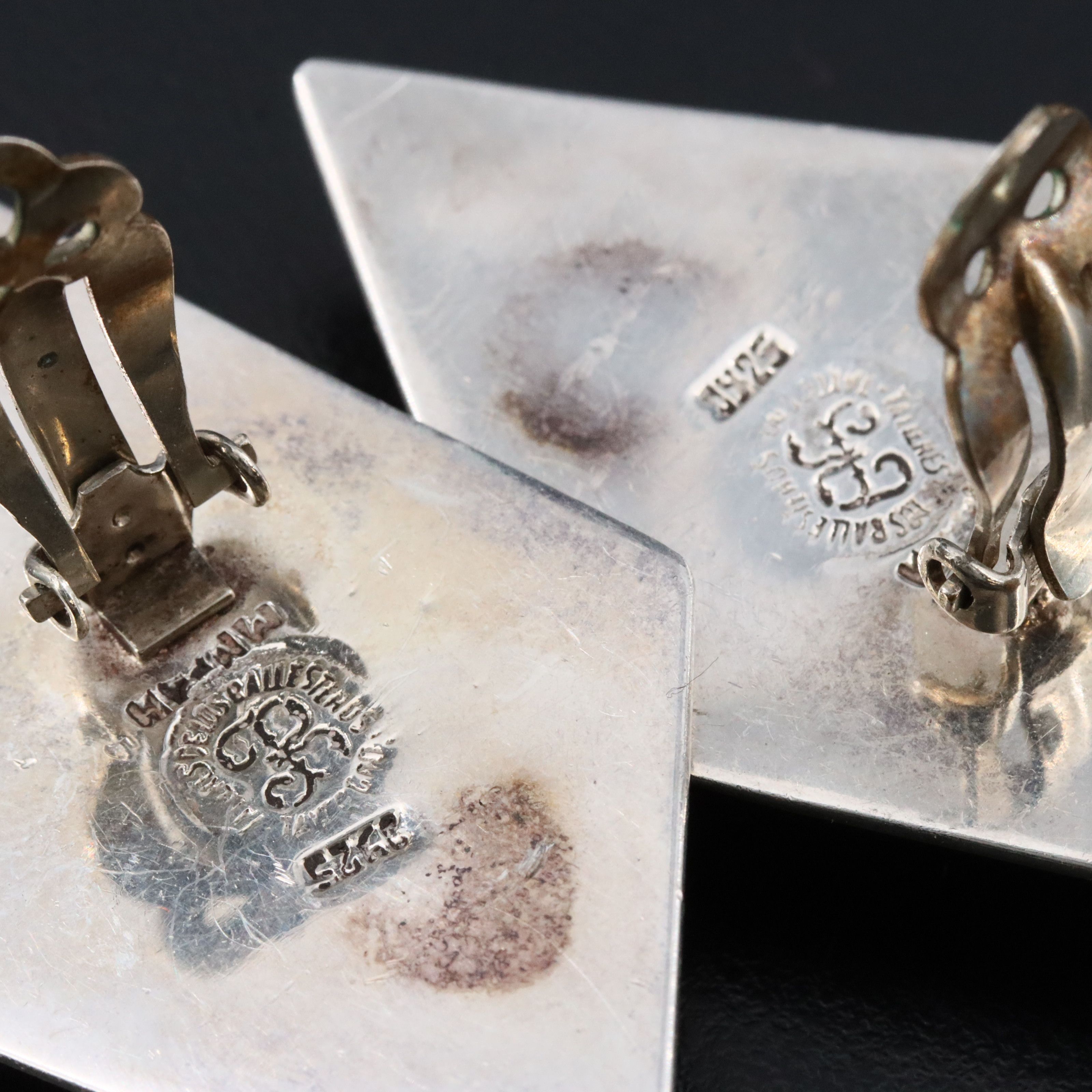 Sterling Howlite Clip Earrings