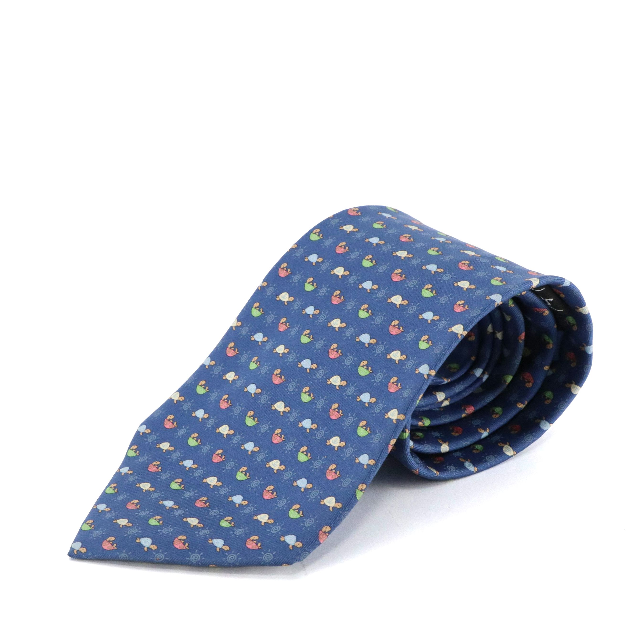 Salvatore Ferragamo Multicolor Turtle Printed Silk Necktie