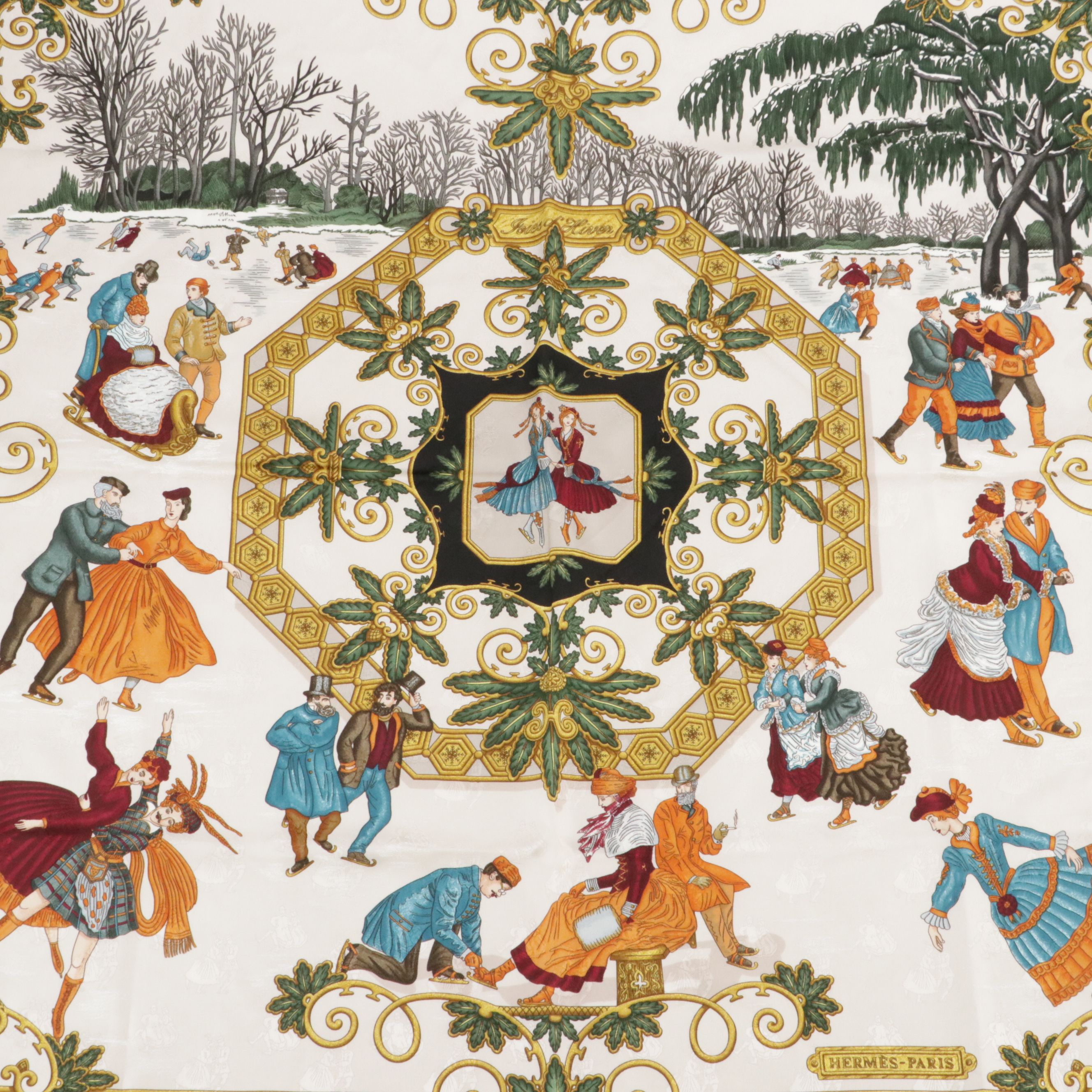 Hermès "Joies d'Hiver" Scarf 90 in Silk Jacquard
