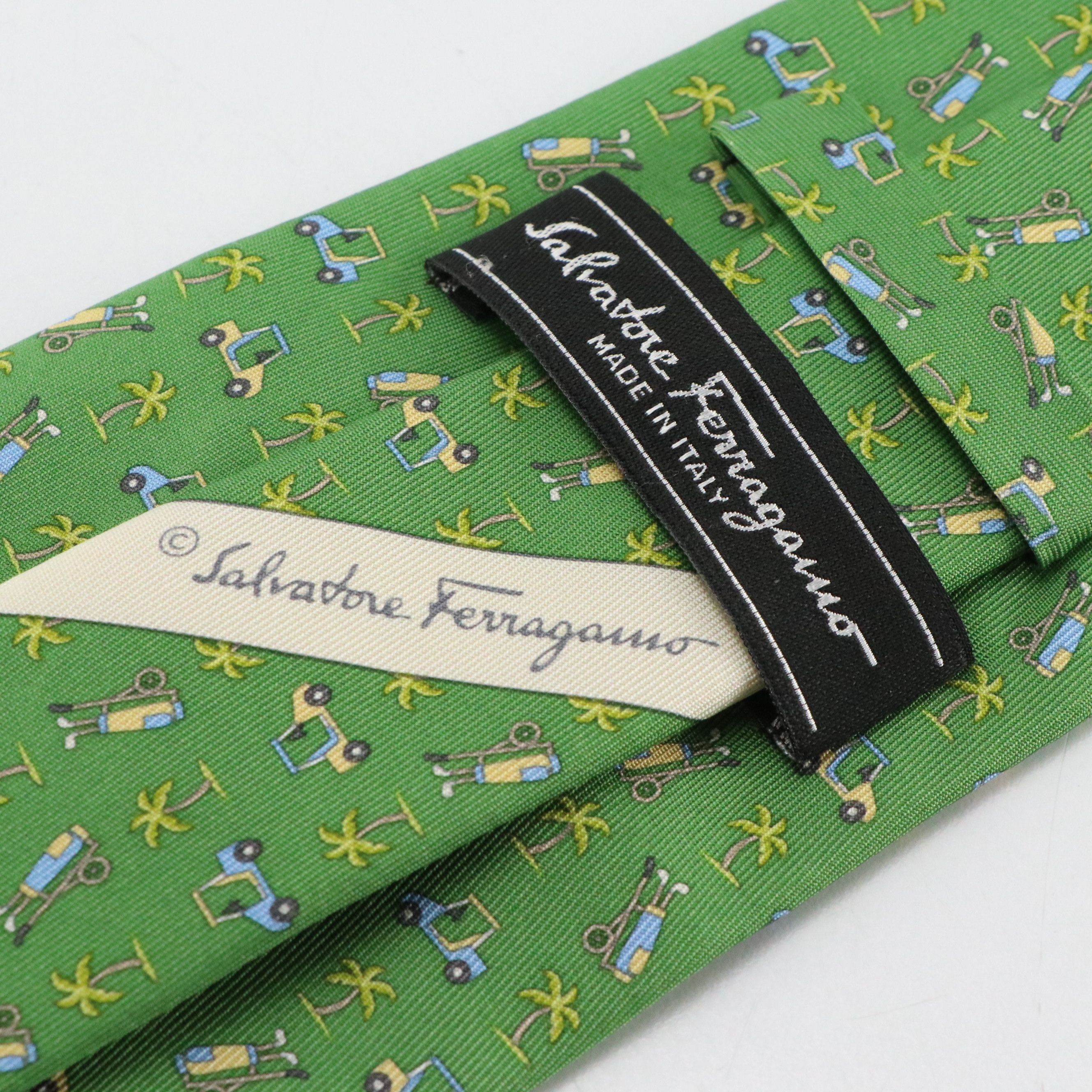 Salvatore Ferragamo Whimsical Golf Motif Necktie in Silk Twill