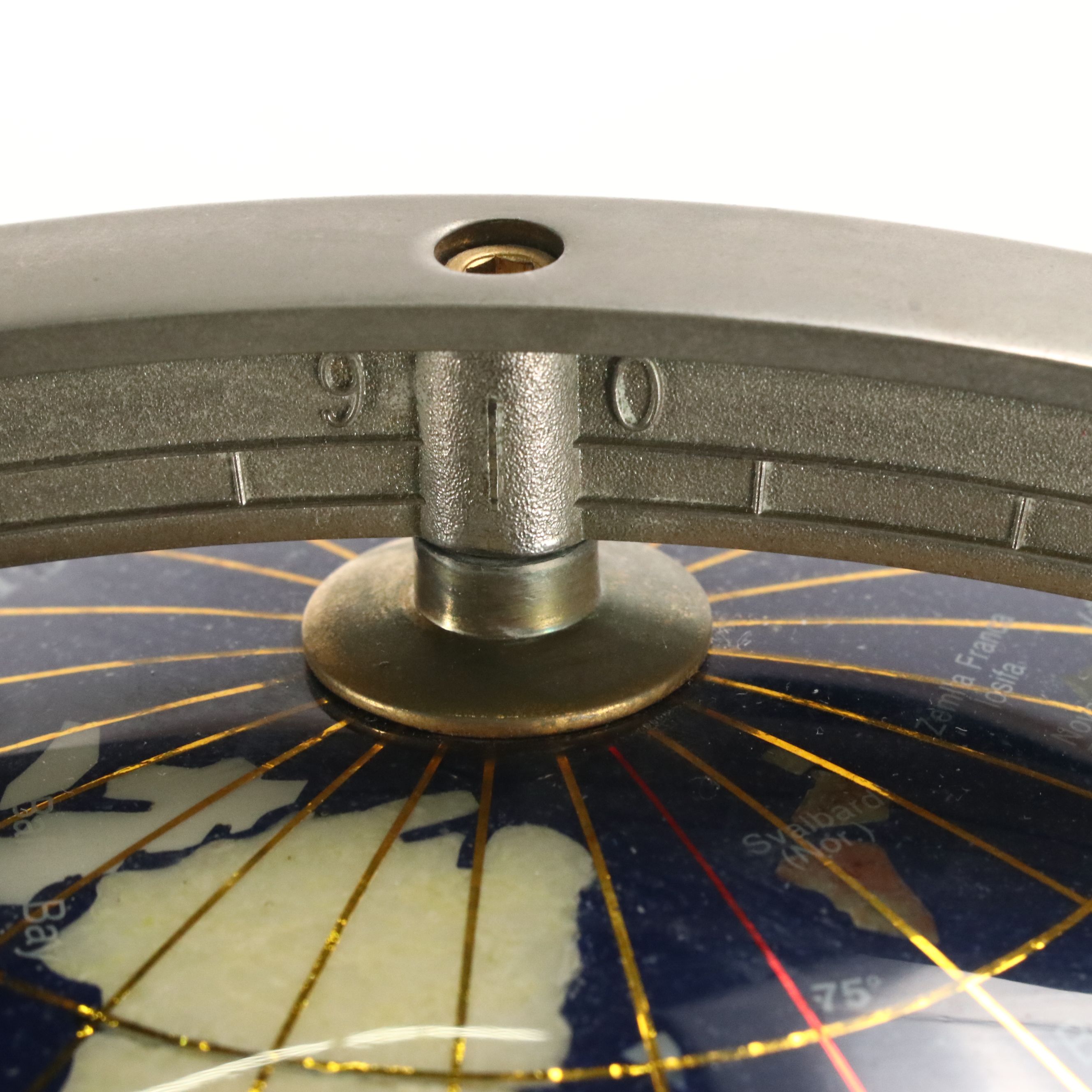 Gemstone Inlaid Globe on Footed Brass Finish Compass Stand