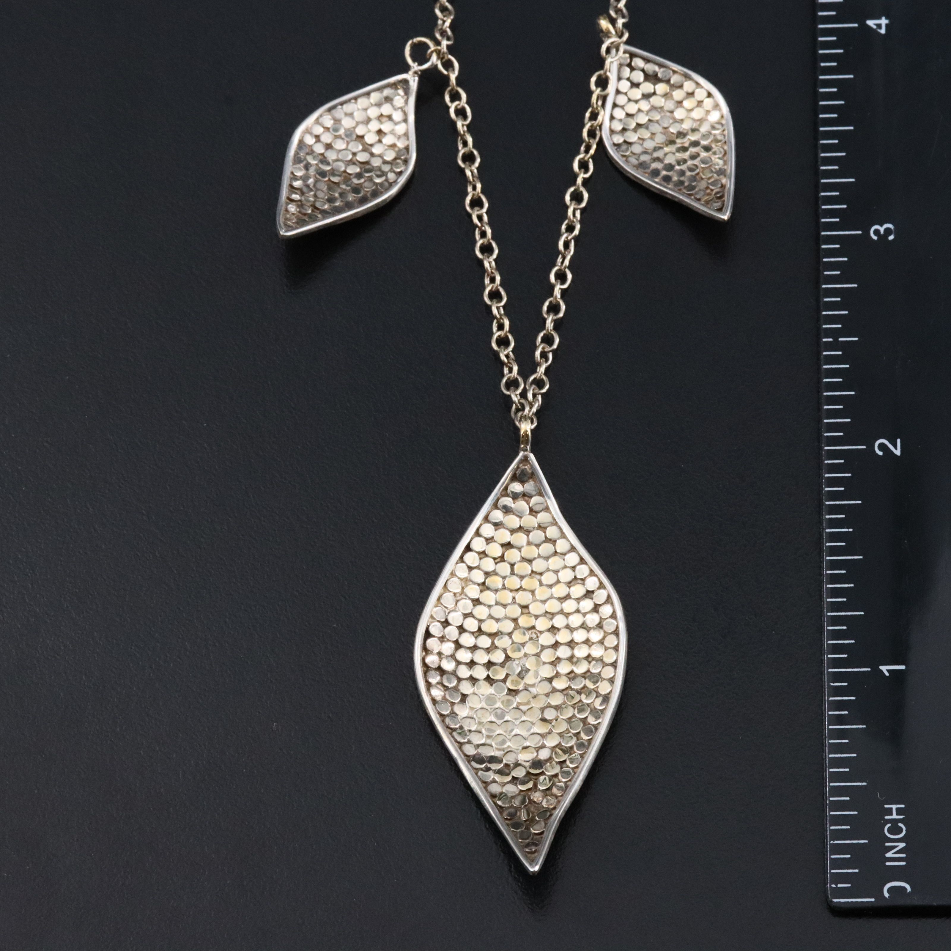 Anna Beck Sterling Leaf Charm Station Necklace and Earrings