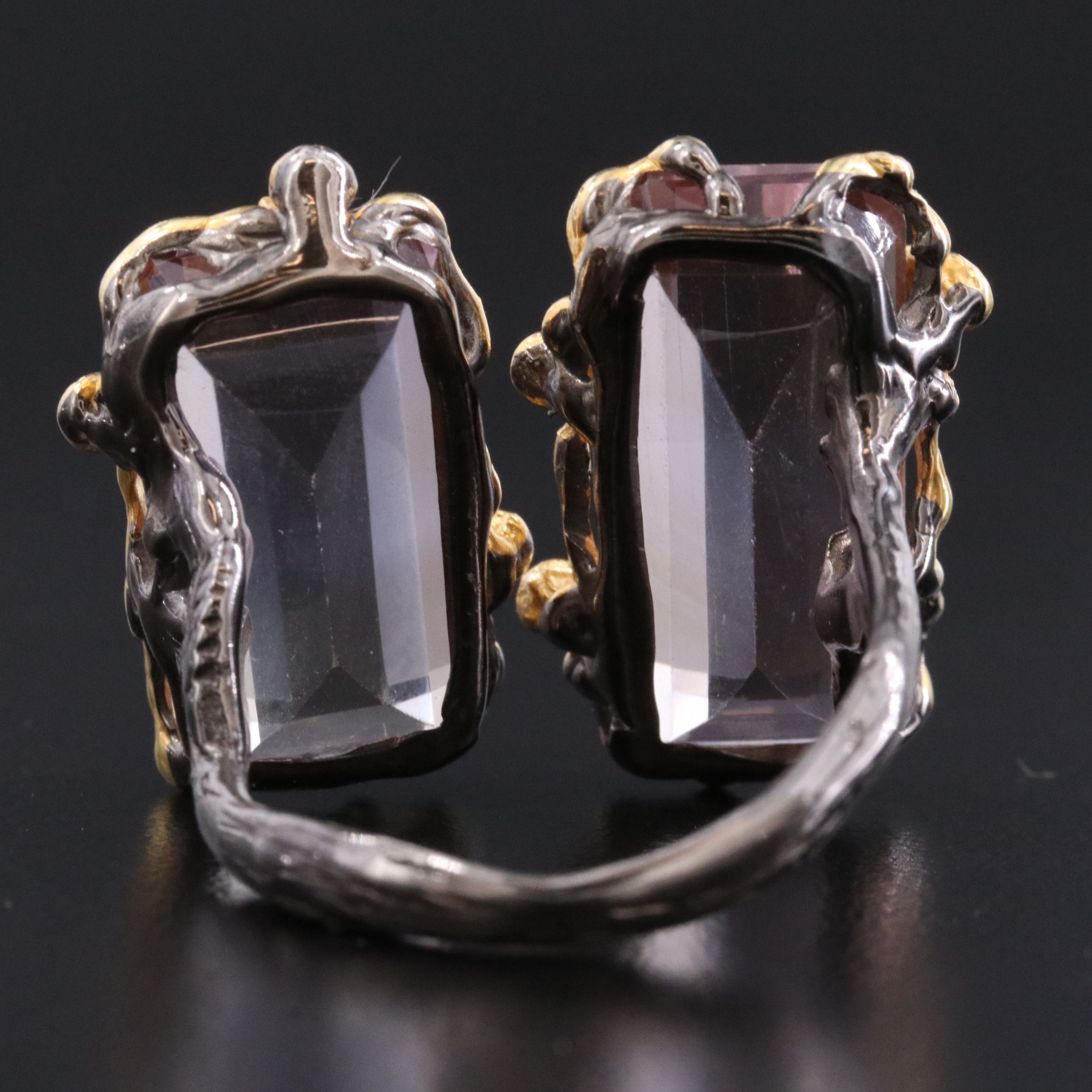 Sterling Amethyst and Topaz Toi et Moi Ring