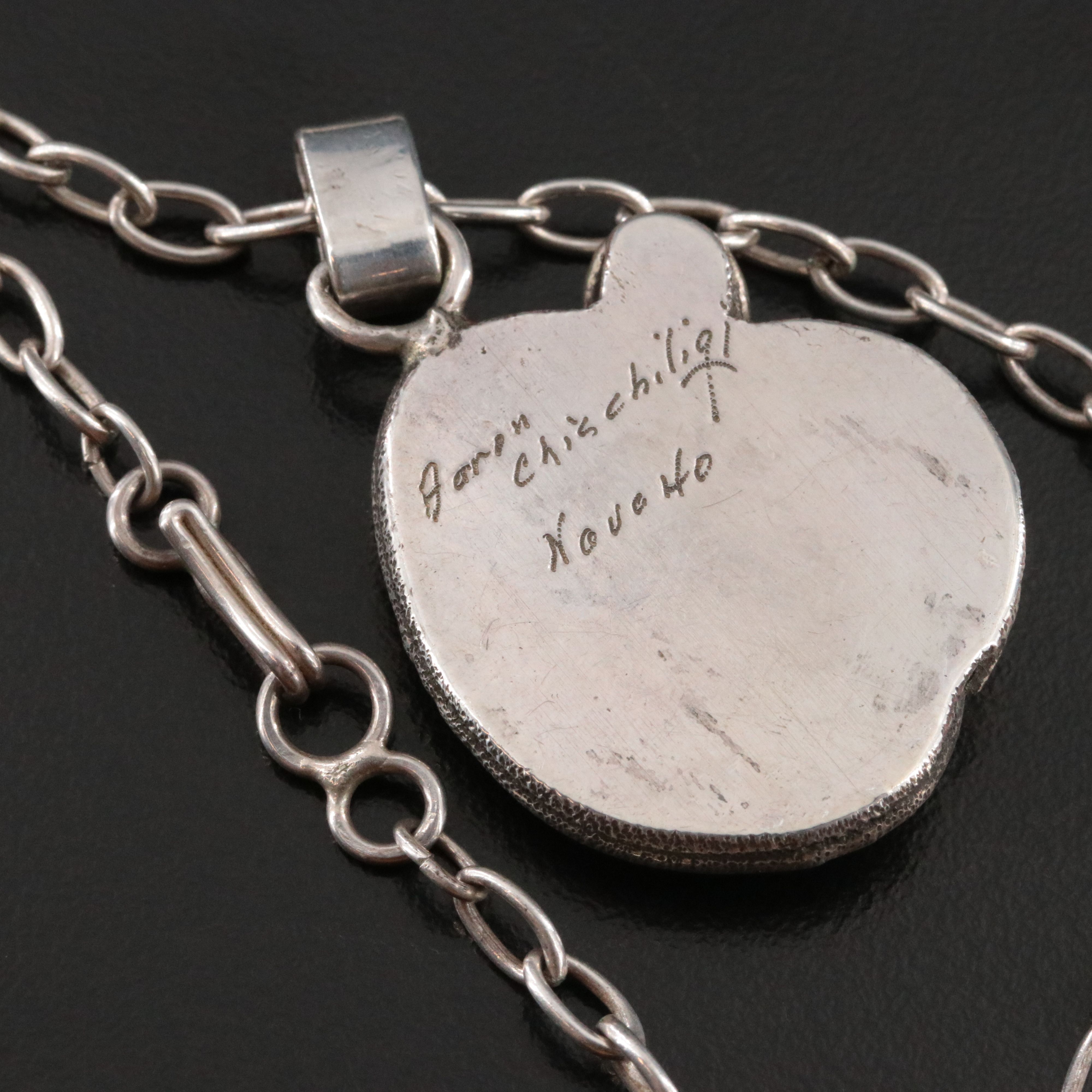 Aaron Chischiligi Navajo Diné Sterling Turquoise Pendant Necklace