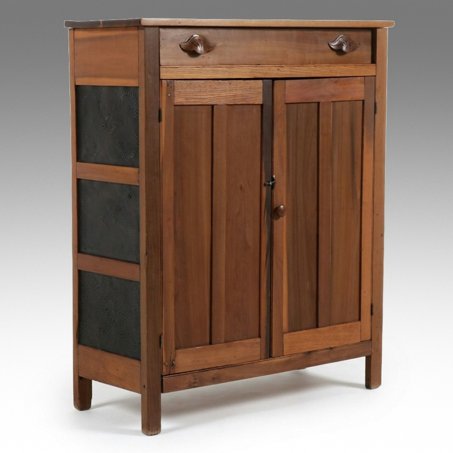 American Walnut Pie Safe with Punched Tin Panels, Mid to Late 19th Century