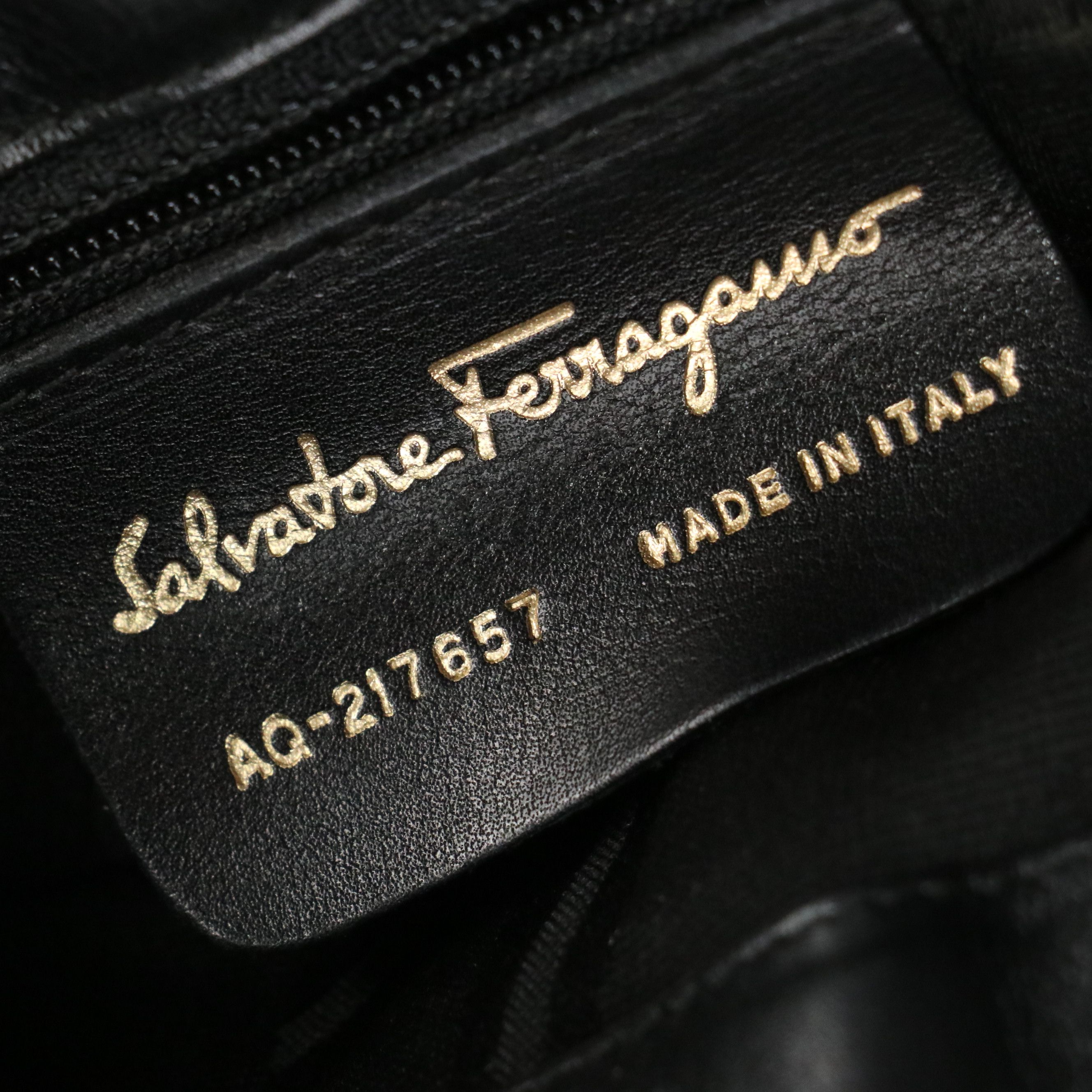 Salvatore Ferragamo Gancini Hobo Shoulder Bag in Black Calfskin Leather
